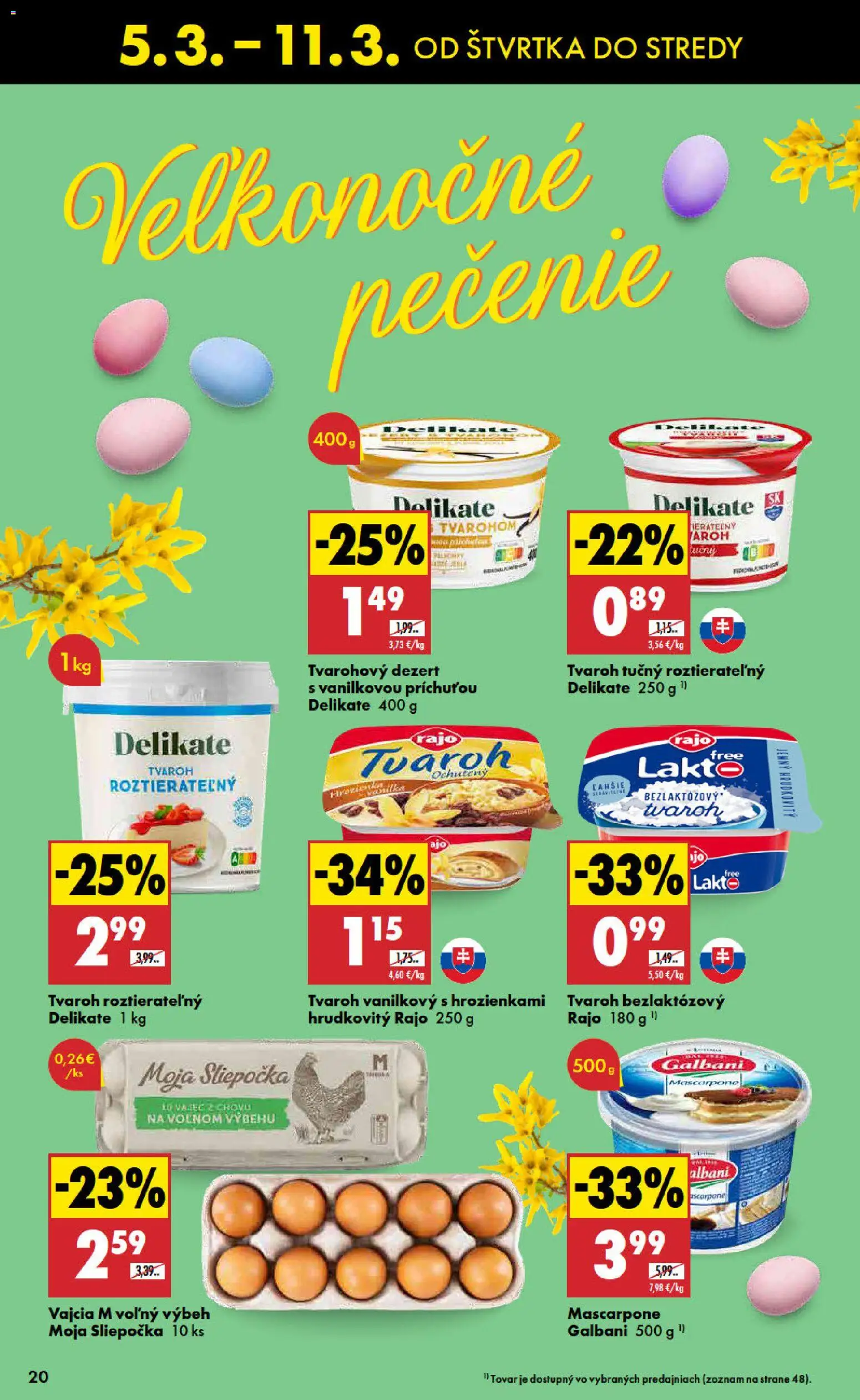 Nové Biedronka akcie – leták je platný od 05.03.2026 | Strana: 20 | Produkty: Vajcia, Tvaroh, Mascarpone