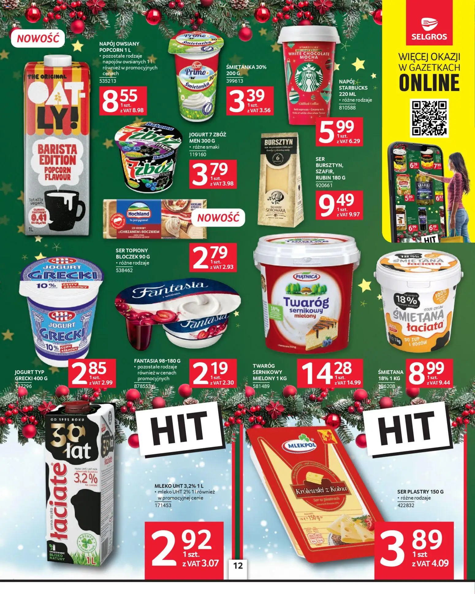 Selgros cash&carry Gazetka od 04.12.2025 | Strona: 12 | Produkty: Ser, Jogurt, Popcorn, Śmietana