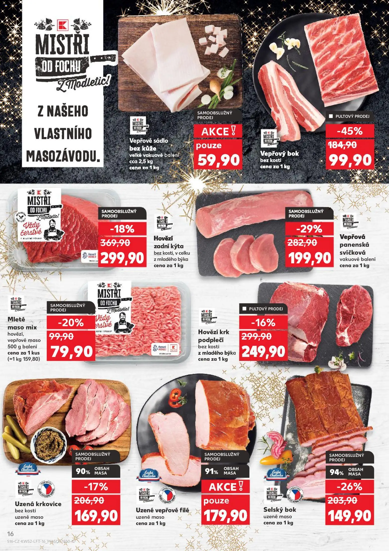 Kaufland leták - Praha 8 od 27.12.2025 | Strana: 16 | Produkty: Hovězí zadní, Maso, File, Uzená krkovice