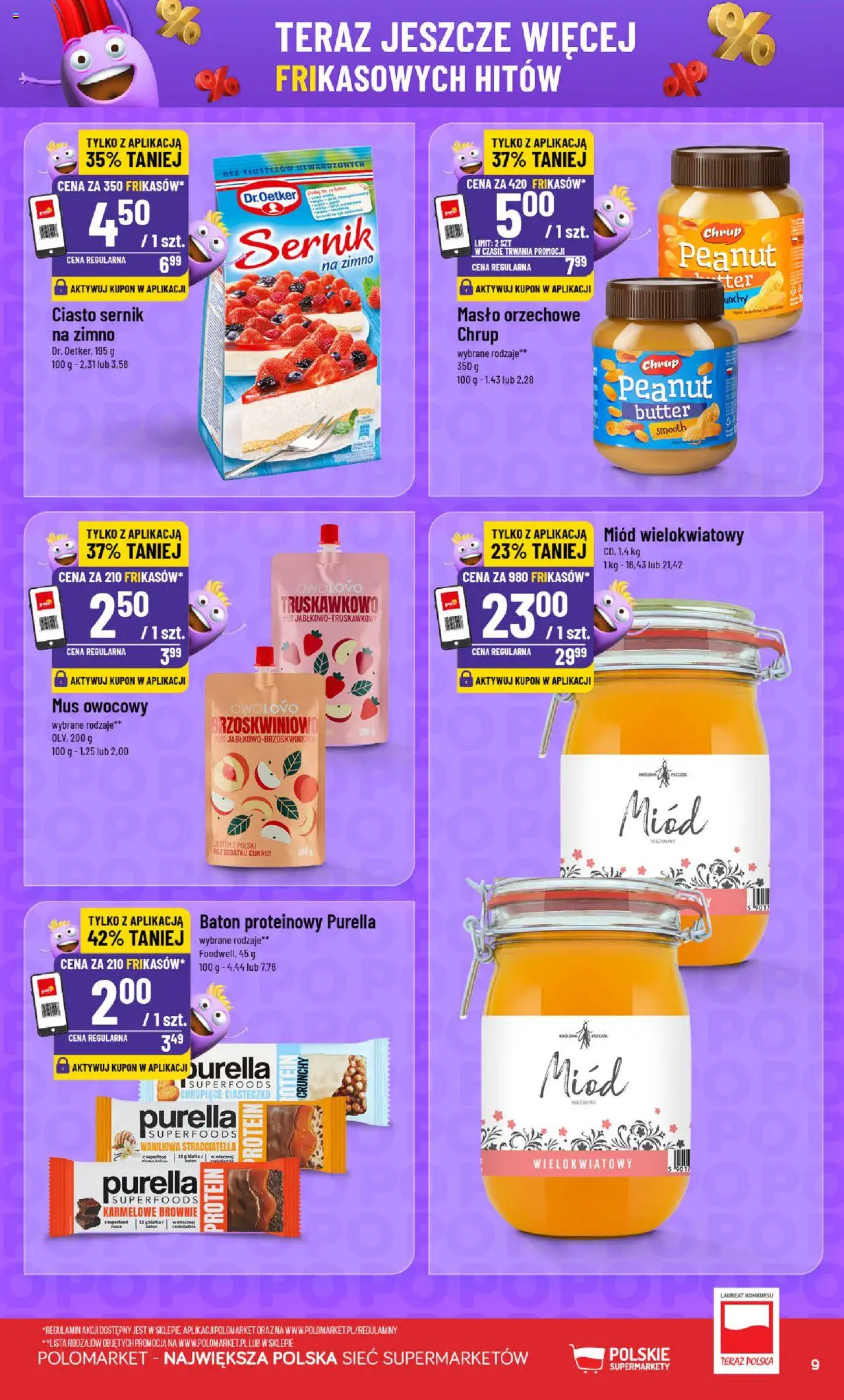POLOmarket Gazetka - Frikasowe hity od 06.08.2025 | Strona: 9 | Produkty: Miód, Baton, Masło, Brownie