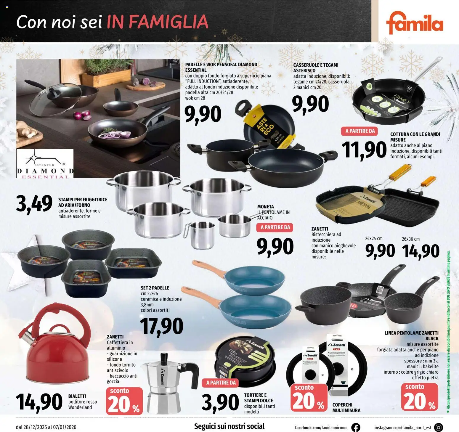 Volantino Famila del 28.12.2025 | Pagina: 22 | Prodotti: Bistecchiera, Silicone, Alluminio, Friggitrice
