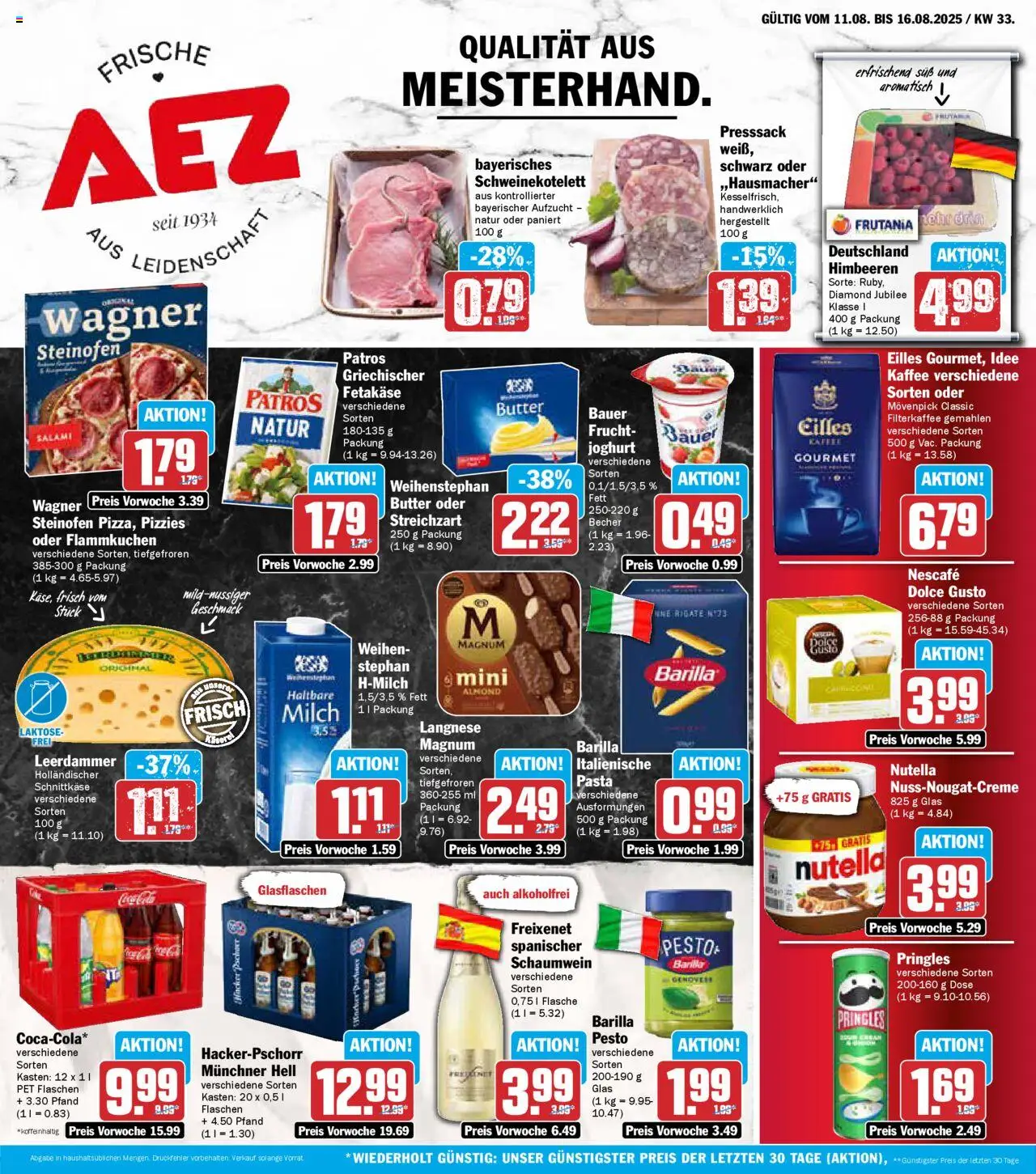 AEZ Prospekt 	 - gültig ab dem 11.08.2025 | Seite: 1 | Produkte: Himbeeren, Barilla, Freixenet, Pringles