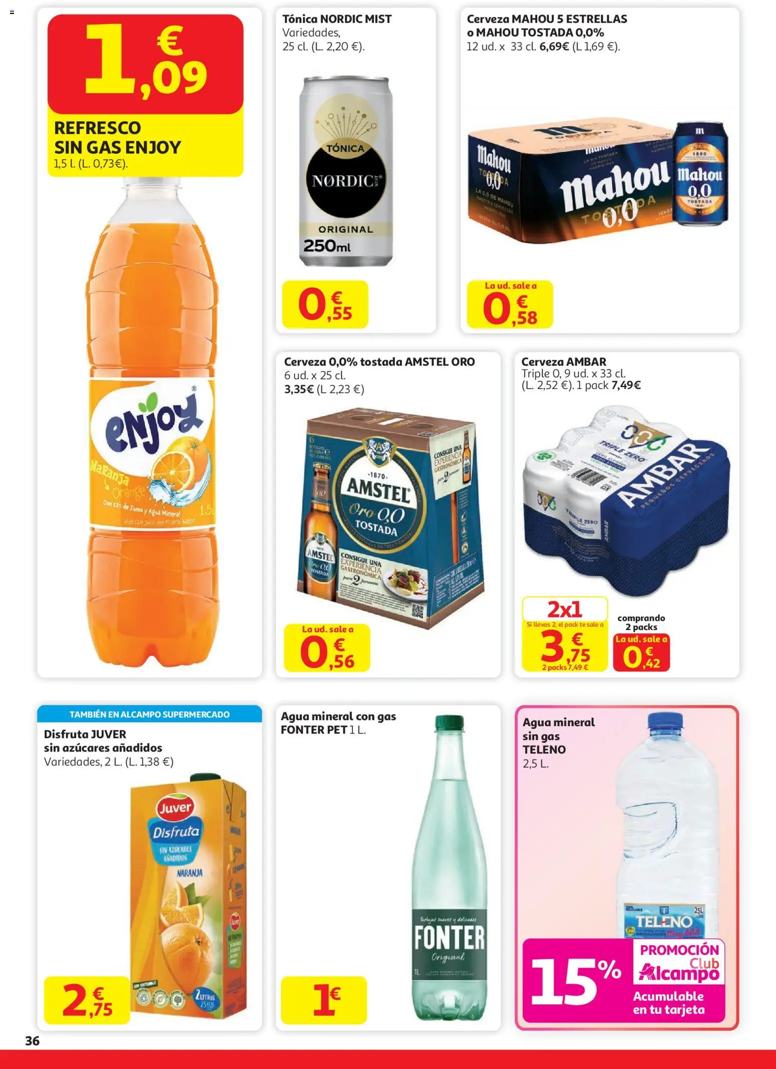 Alcampo - Hg Madrid │ válido desde el 11.12.2025 | Página: 36 | Productos: Cerveza, Ροζ πιπέρι, Té, Agua mineral