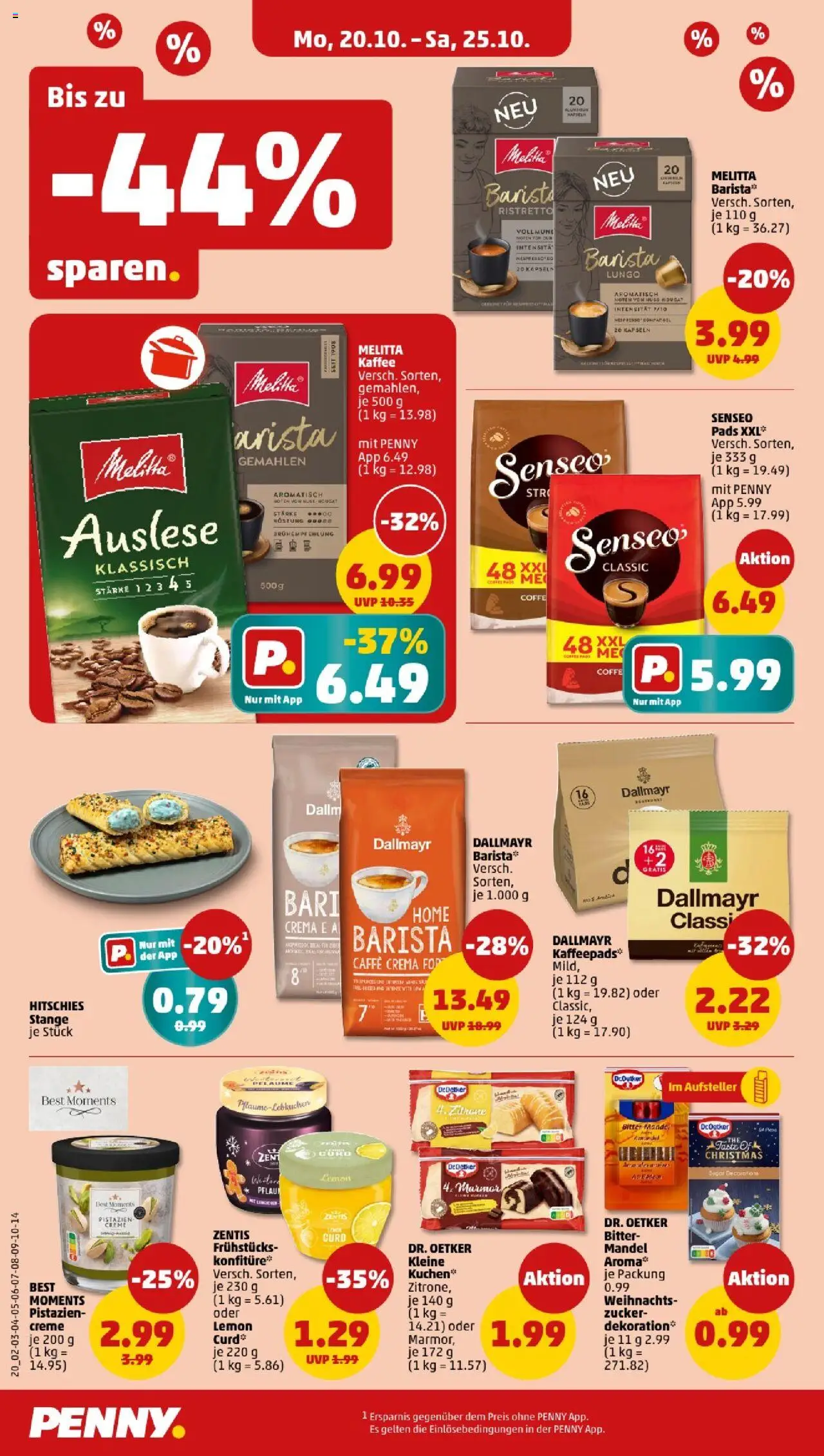Penny - Baden-Württemberg – gültig ab 20.10.2025 | Seite: 20 | Produkte: Melitta, Kaffee, Dallmayr, Kuchen