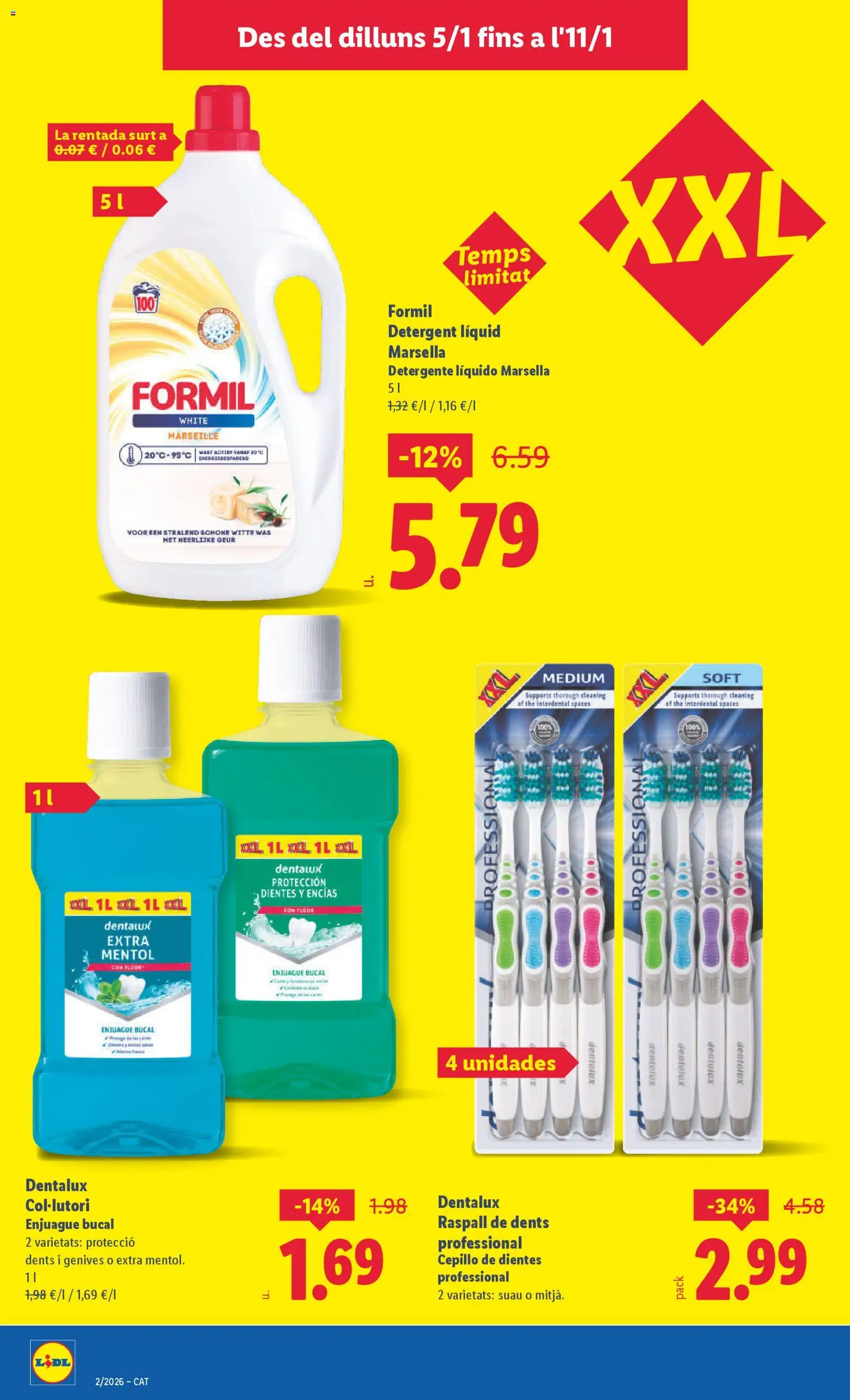 Lidl folleto │ válido desde el 05.01.2026 | Página: 14 | Productos: Cepillo de dientes, Enjuague bucal, Detergente, Detergente líquido