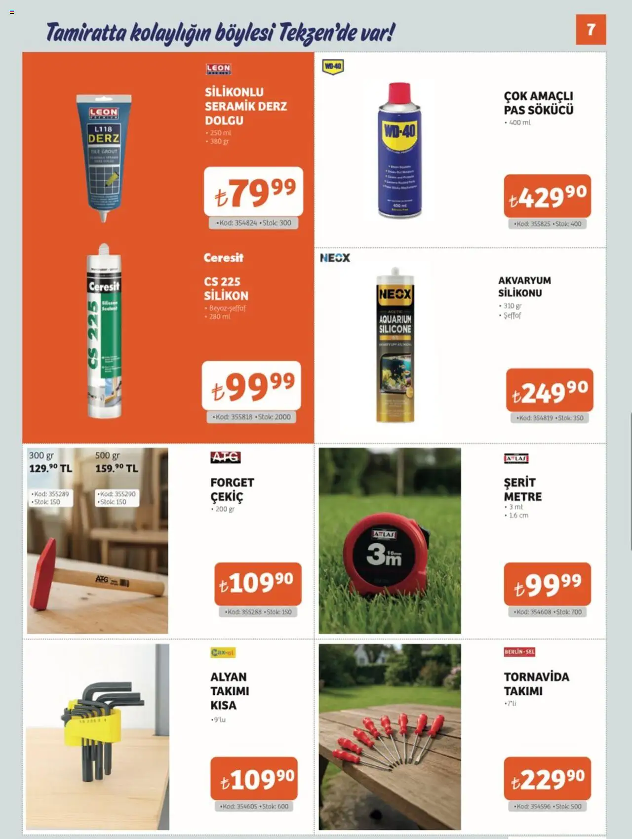 Tekzen Katalog - 01.09.2025 tarihinden itibaren geçerlidir | Sayfa: 7