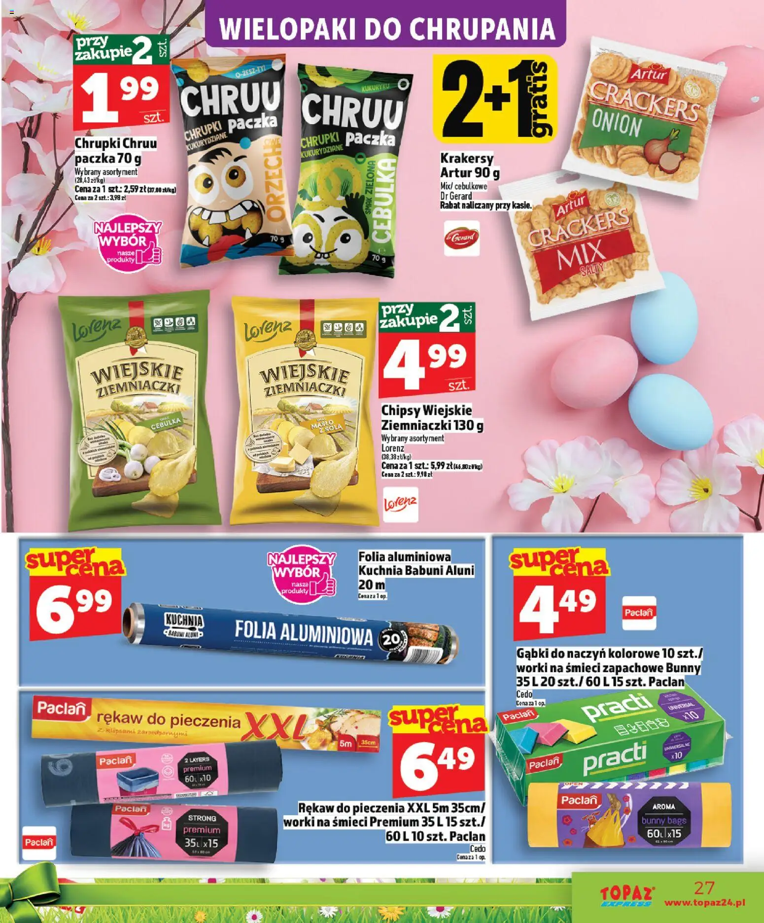 Topaz gazetka - Express od 26.03.2026 | Strona: 27 | Produkty: Chipsy, Chrupki, Ziemniaczki, Krakersy