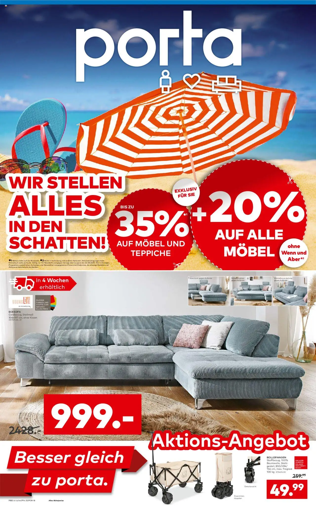 Porta!Prospekt Belgien - gültig ab dem 27.07.2025 | Seite: 1 | Produkte: Ecksofa, Kissen