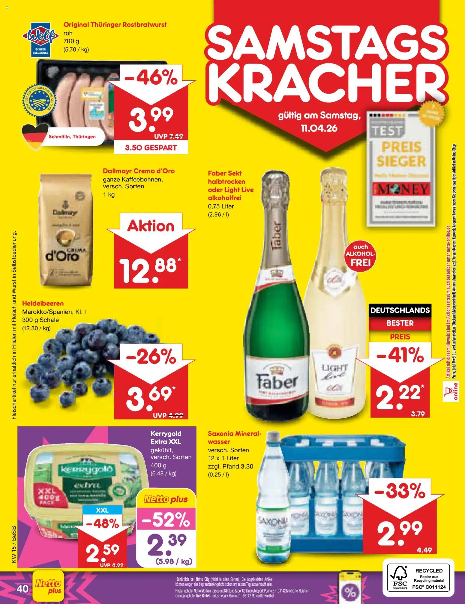Netto Marken-Discount Prospekt 	 – gültig ab 07.04.2026 | Seite: 56 | Produkte: Sekt, Heidelbeeren, Dallmayr, Wurst