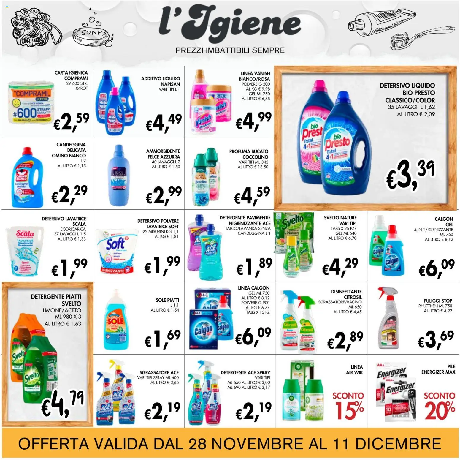 Volantino Coal del 28.11.2025 | Pagina: 27 | Prodotti: Pile, Detergente, Lavatrice, Scala