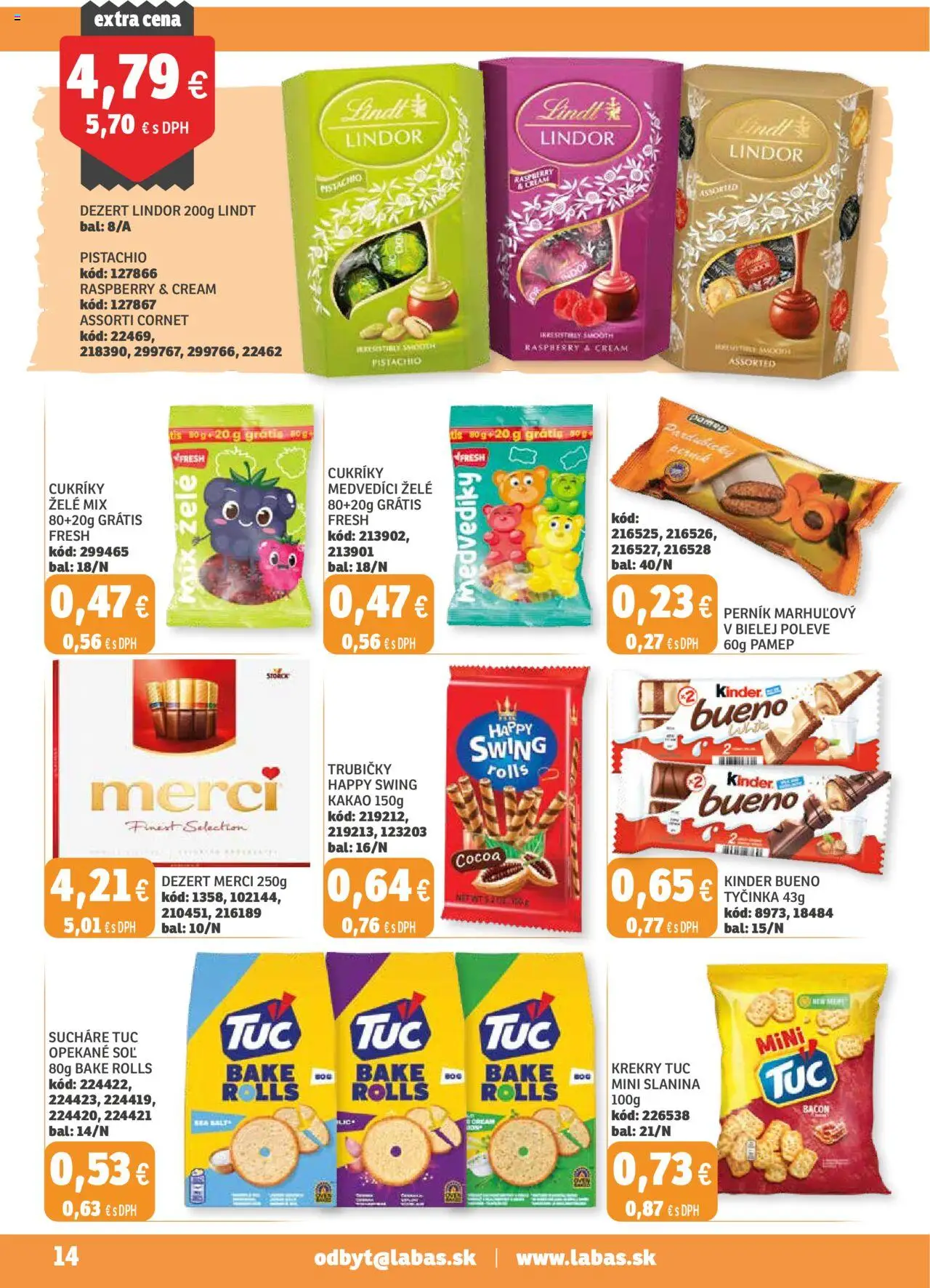 Nové Labaš akcie – leták je platný od 03.10.2025 | Strana: 14 | Produkty: Slanina, Merci, Soľ, Kakao