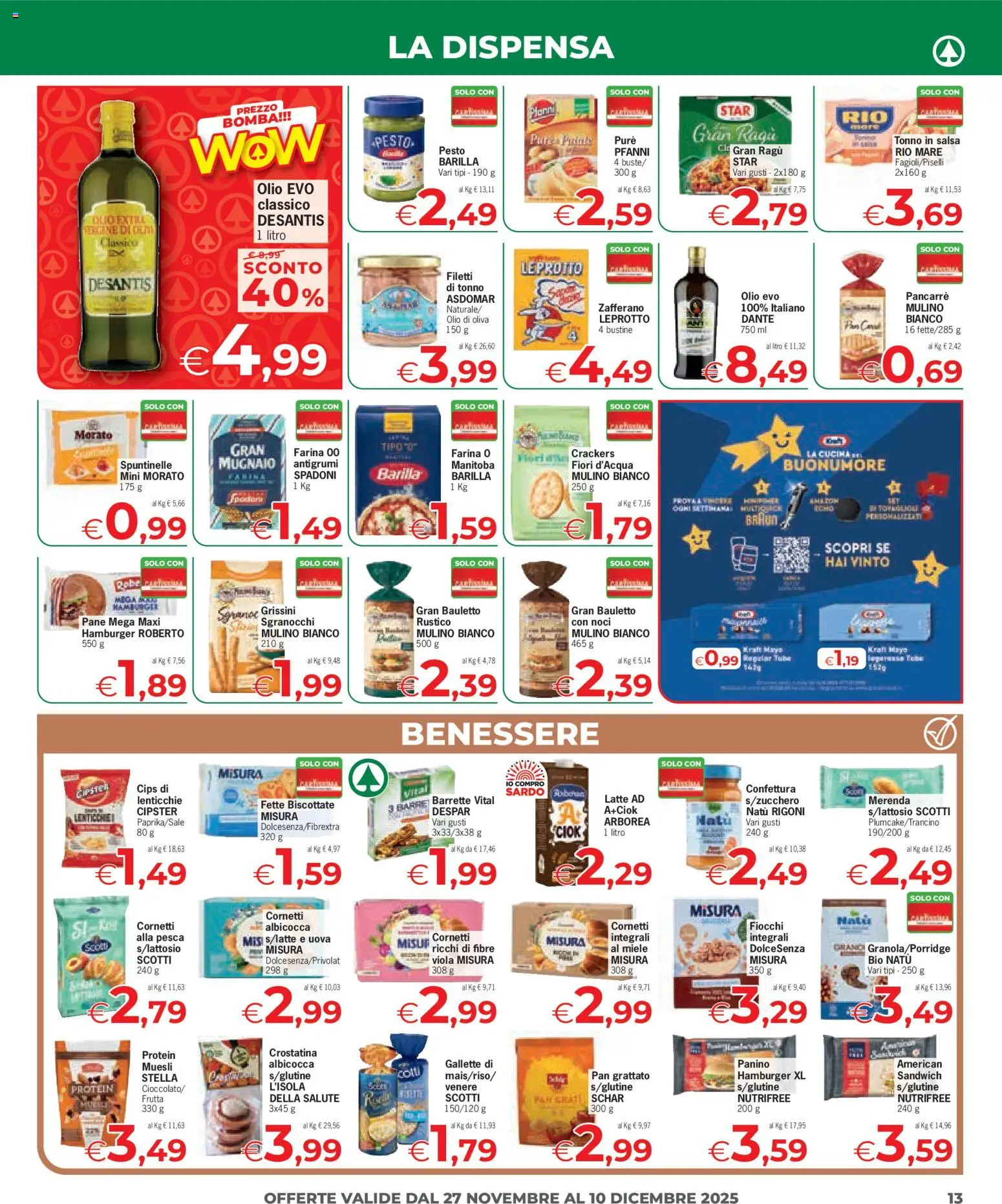 Volantino Eurospar del 27.11.2025 | Pagina: 13 | Prodotti: Frutta, Pesto, Ragú, Fette biscottate