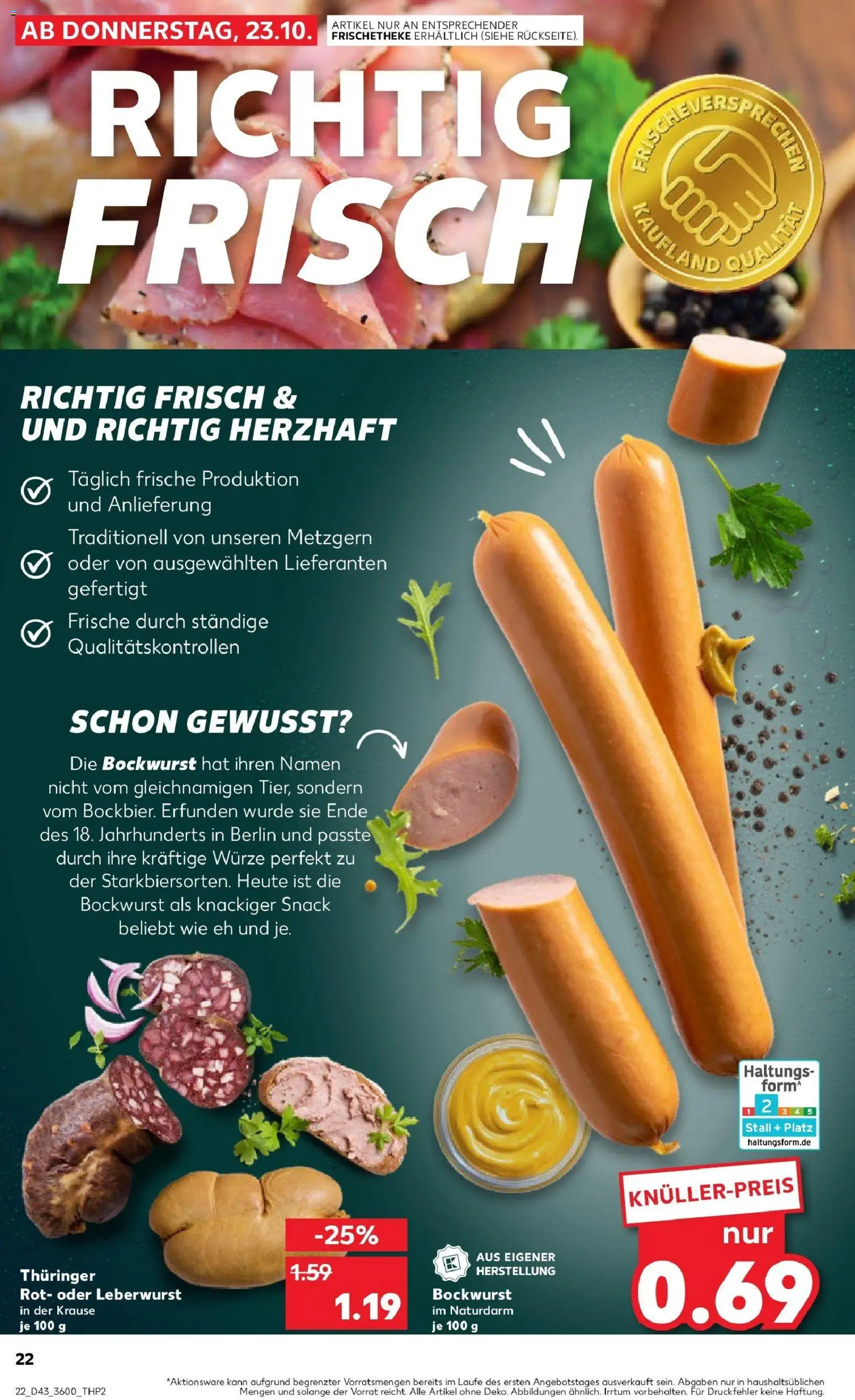 Kaufland prospekt Rudolstadt	 – gültig ab 27.10.2025 | Seite: 22 | Produkte: Bockwurst