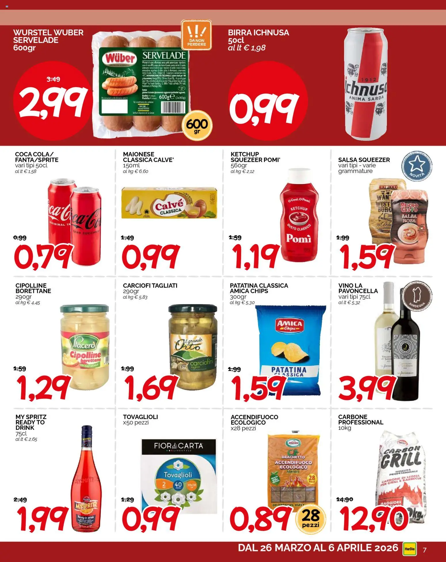 Volantino HarDis del 26.03.2026 | Pagina: 7 | Prodotti: Maionese, Barbecue, Vino, Carciofi