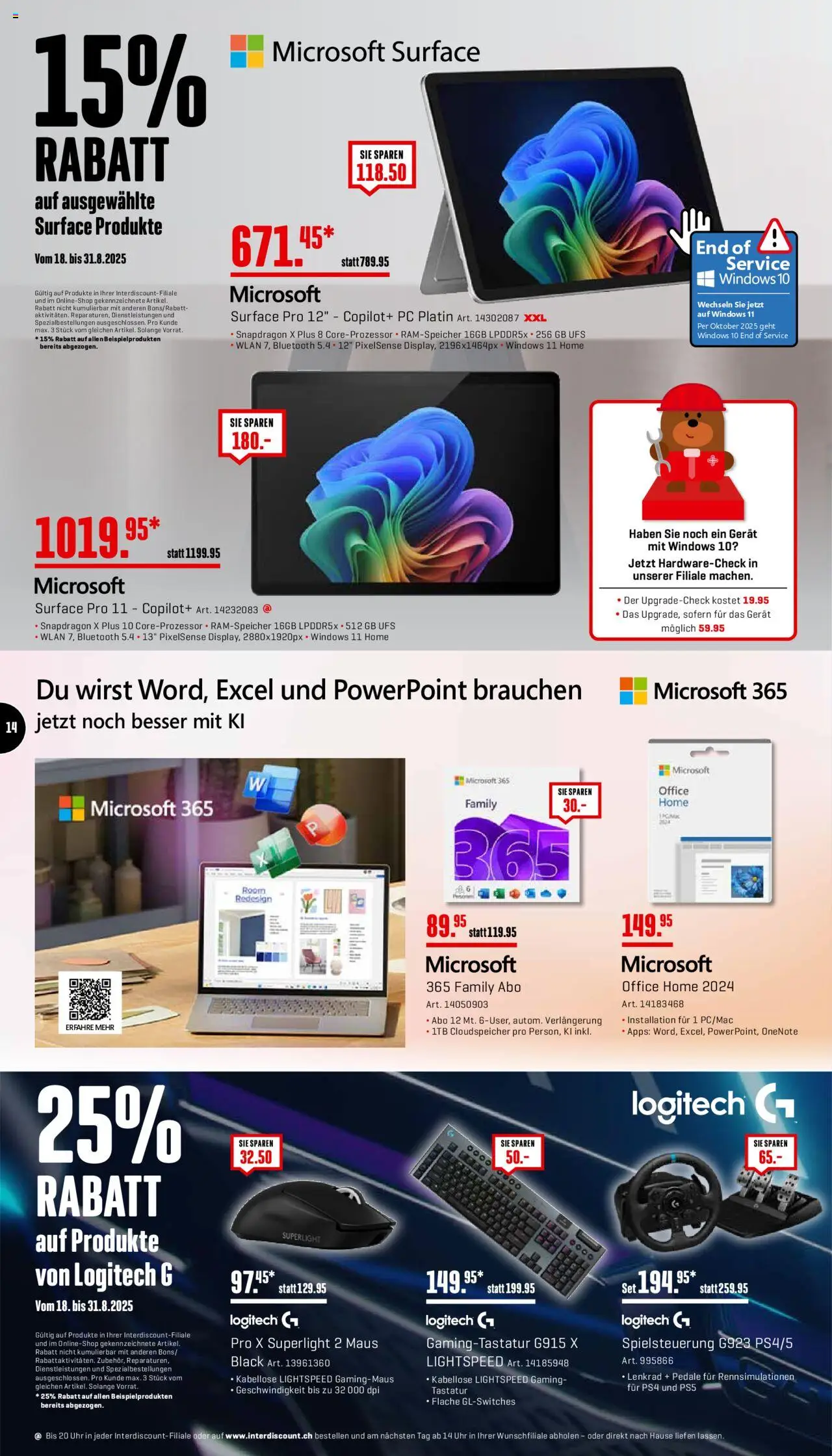 Interdiscount Aktionen ab 18.08.2025 | Seite: 14 | Produkte: Pc, Uhr, Tastatur, Maus