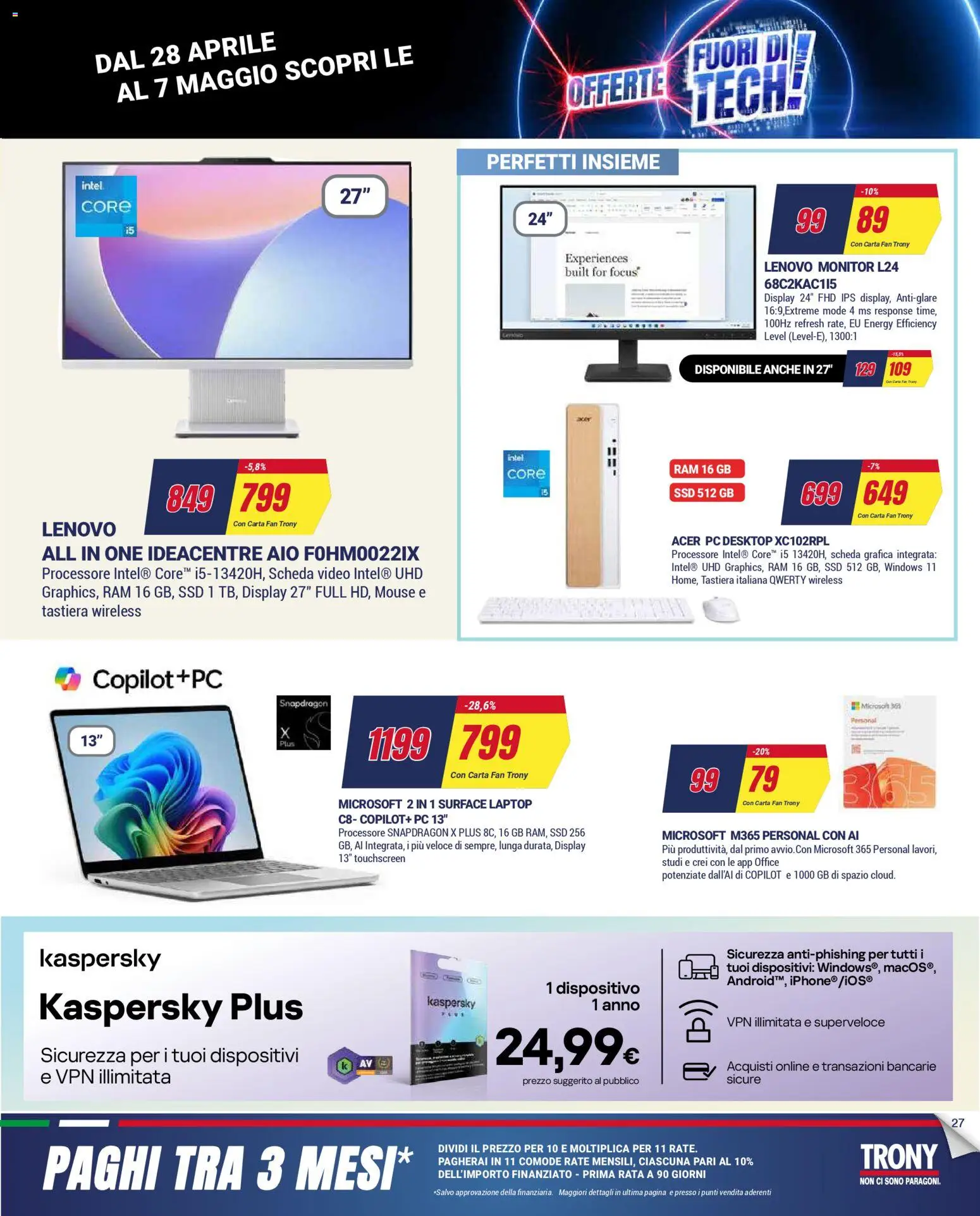 Volantino Trony del 28.04.2026 | Pagina: 27 | Prodotti: PC, Mouse, Video, Fan