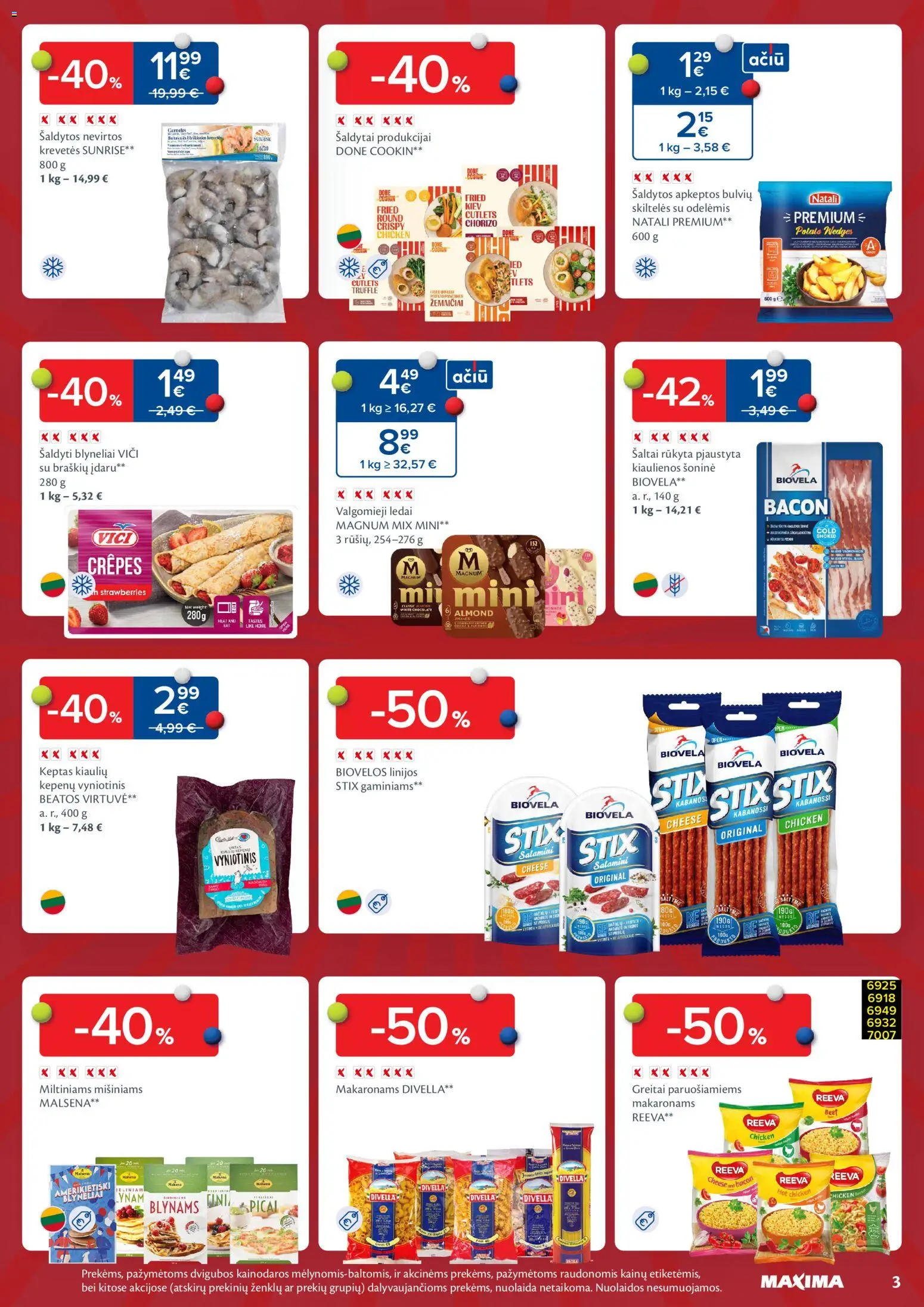 MAXIMA akcijos nuo 03.02.2026 | Puslapis: 3 | Prekių: Ledai, Kiaulienos, Pica, Valgomieji ledai