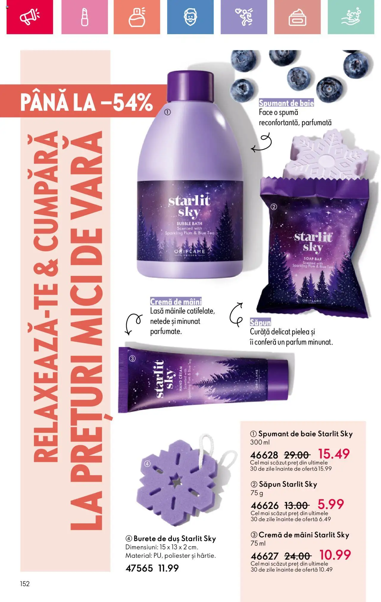 Oriflame catalog 10 2025 – valabil de la 06.07.2025 | Pagină: 152 | Produse: Duș, Burete, Cremă, Săpun