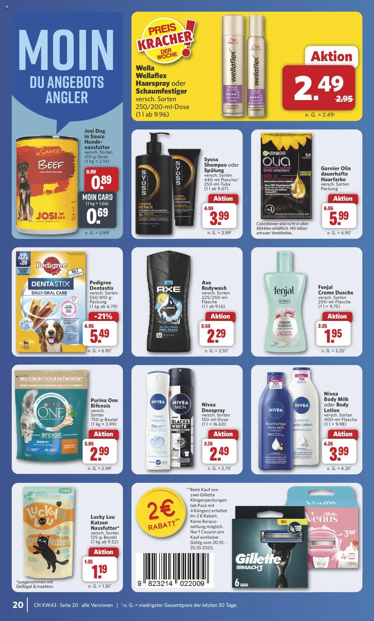 Combi Prospekt 	 – gültig ab 20.10.2025 | Seite: 25 | Produkte: Shampoo, Haarfarbe, Body Milk, Pedigree