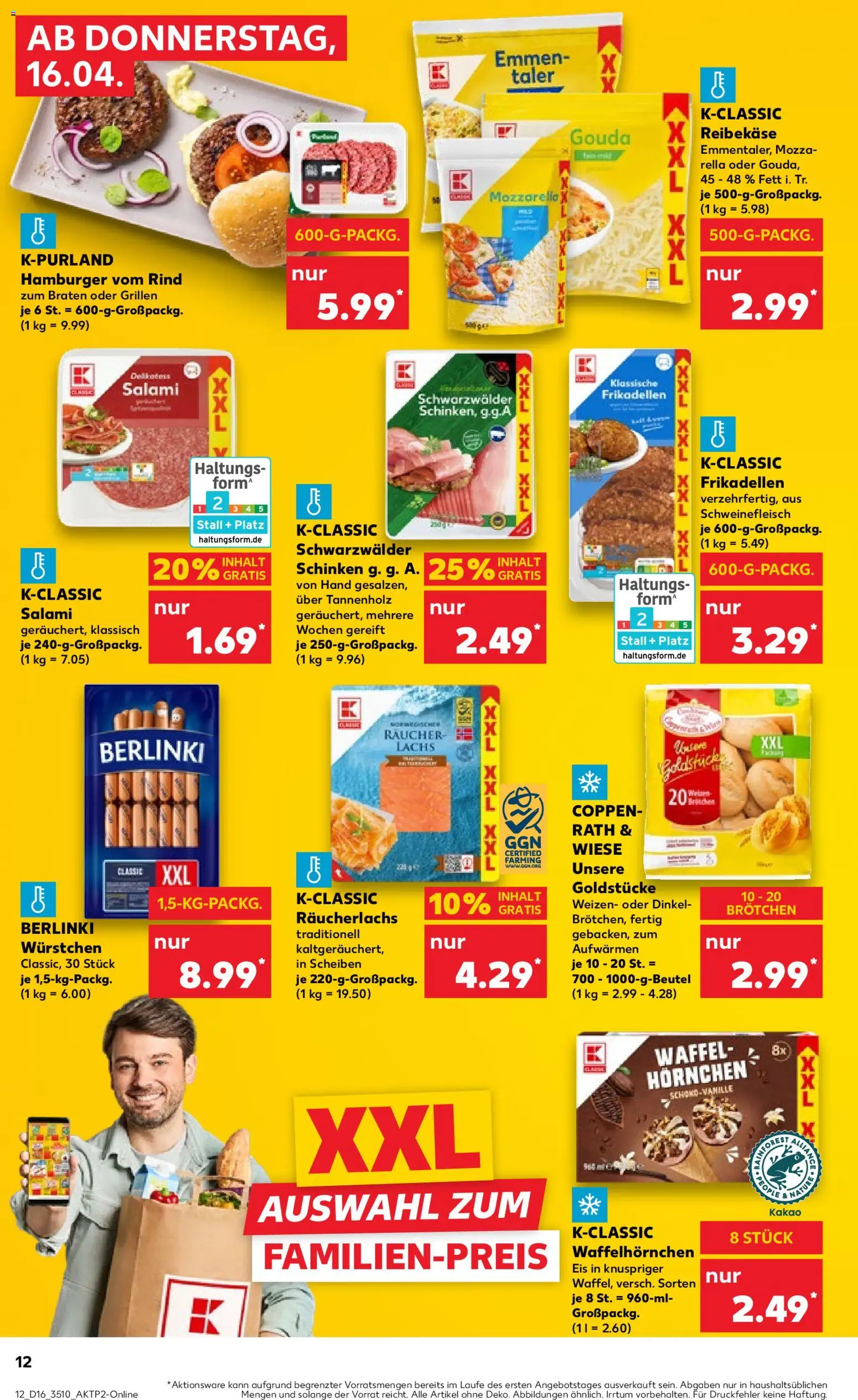 Kaufland Prospekt Zeitz	 – gültig ab 16.04.2026 | Seite: 12 | Produkte: Räucherlachs, Salami, Schinken, Schweinefleisch