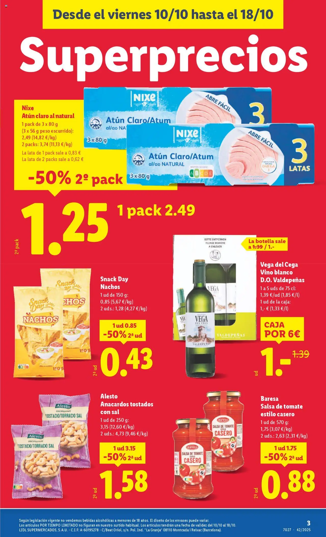 Lidl - Canarias │ válido desde el 10.10.2025 | Página: 3 | Productos: Καλτσάκια μισά, Peso, Caja, Atún claro