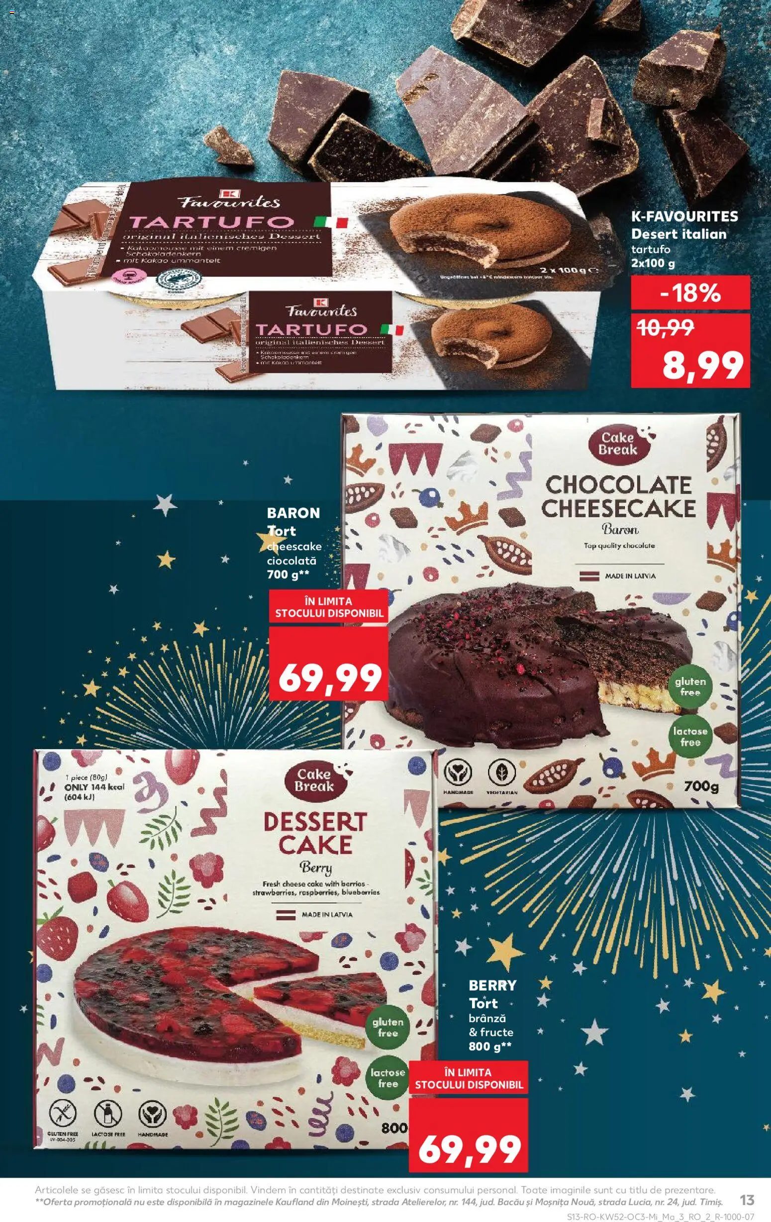 Noul catalog Kaufland – valabil de la 24.12.2025 | Pagină: 13 | Produse: Tort, Brânză, Ciocolată, Fructe