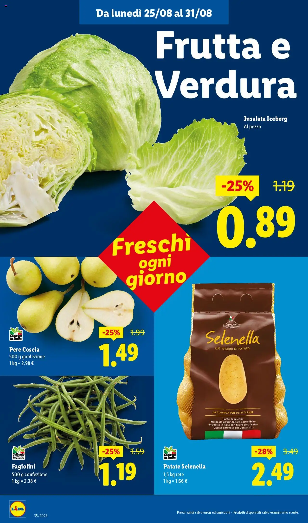 Volantino Lidl del 25.08.2025 | Pagina: 2 | Prodotti: Insalata, Patate, Frutta, Fagiolini