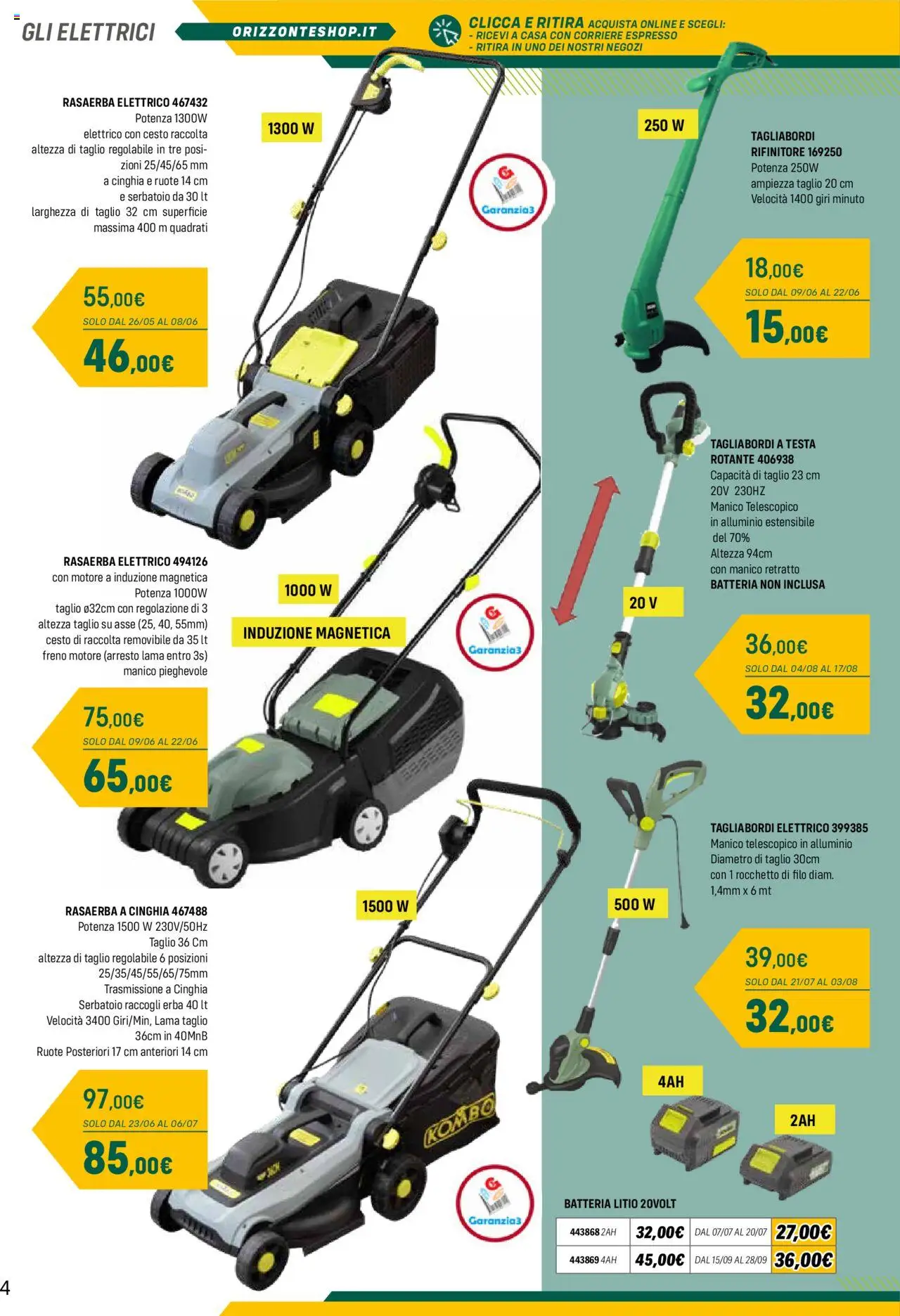 Volantino Orizzonte del 28.04.2025 | Pagina: 4 | Prodotti: Rasaerba, Alluminio, Batteria