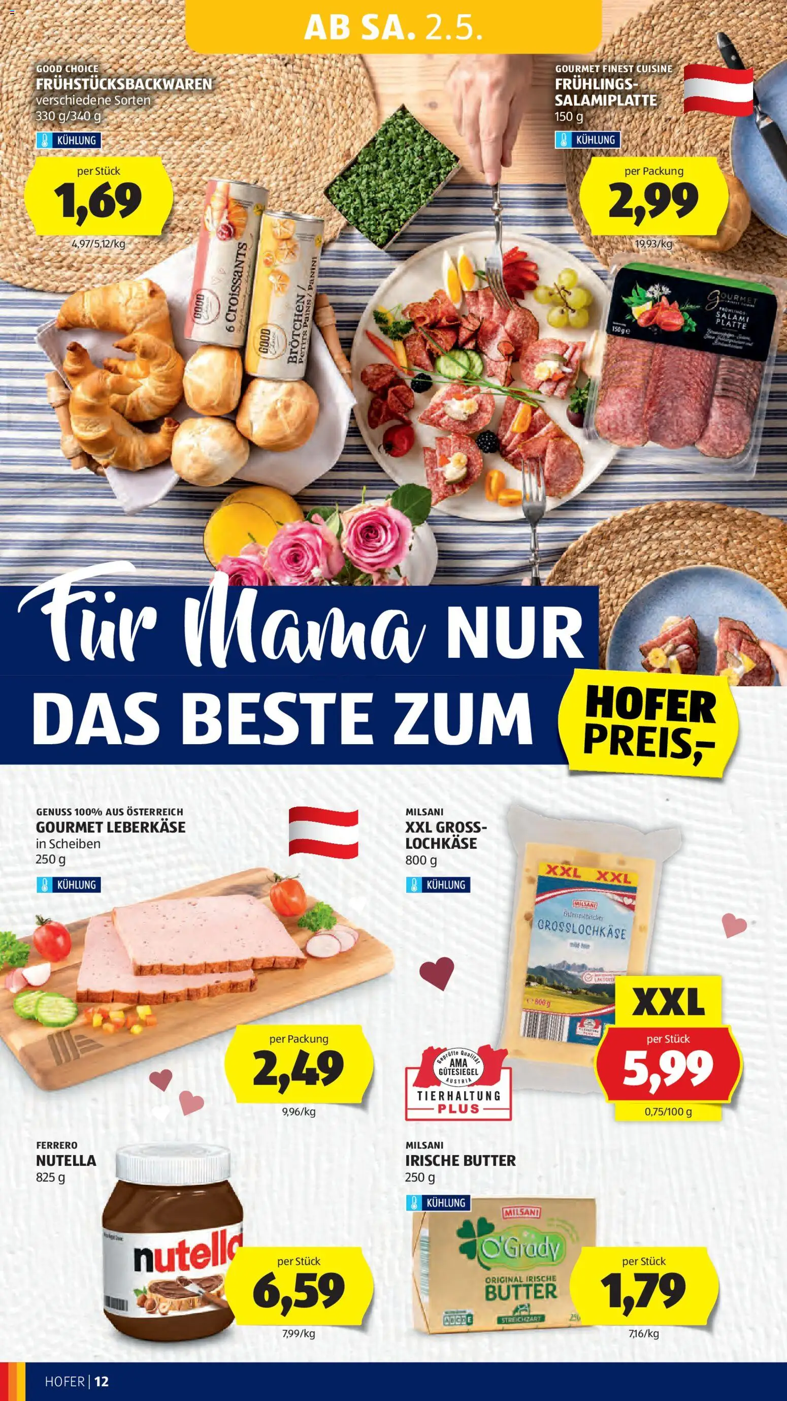 Hofer Flugblatt gültig ab 29.04.2026 | Seite: 16 | Produkte: Butter, Salami