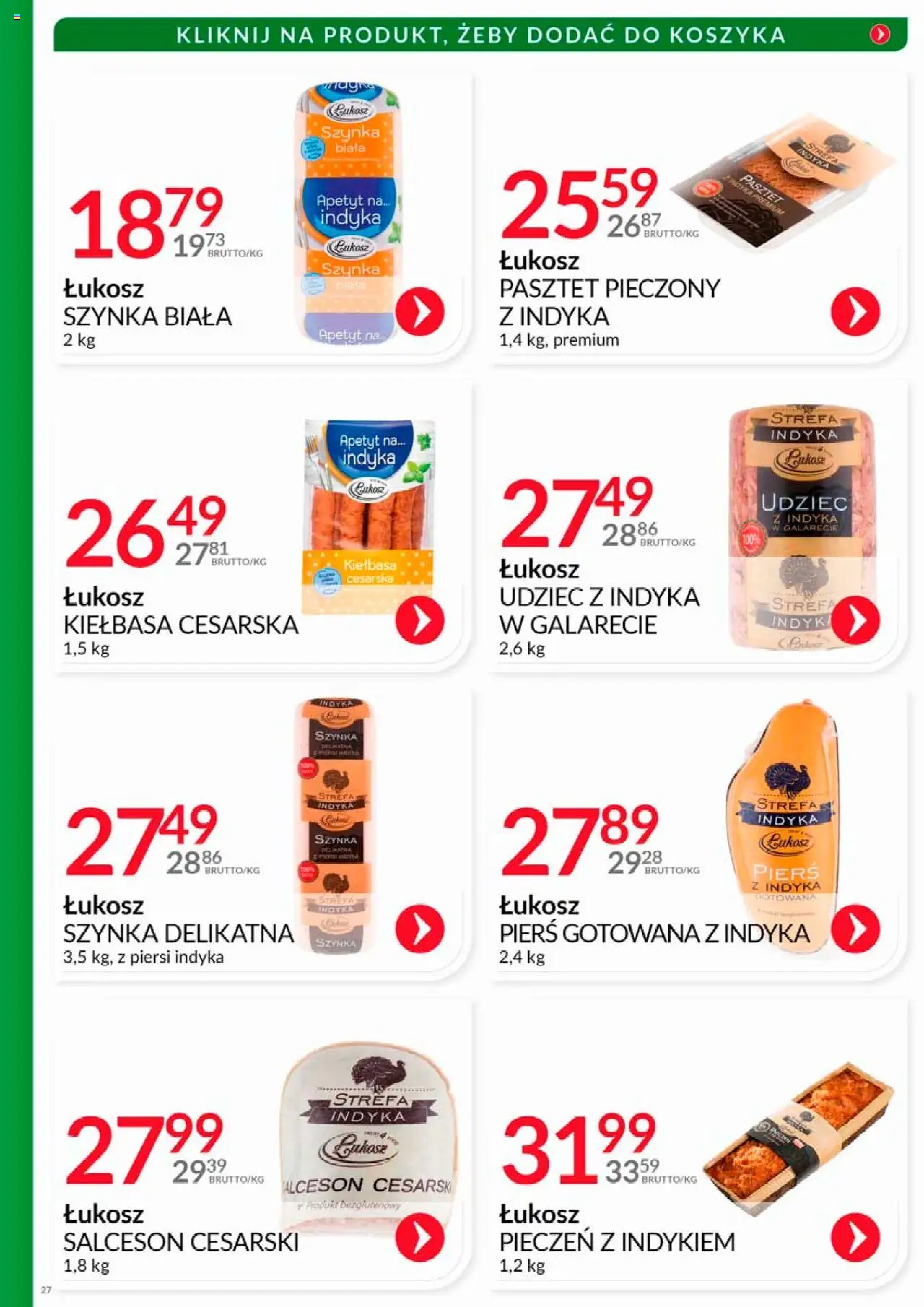 Eurocash Gazetka - Katalog Wędlin od 01.08.2025 | Strona: 27 | Produkty: Kiełbasa, Piersi, Szynka