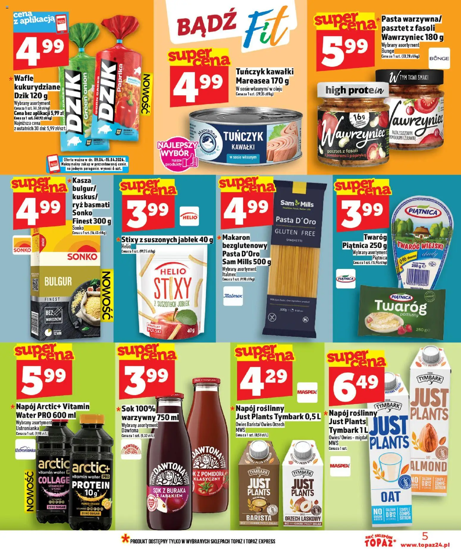 Topaz gazetka od 09.04.2026 | Strona: 5 | Produkty: Papryka, Żurawina, Sok, Ryż basmati