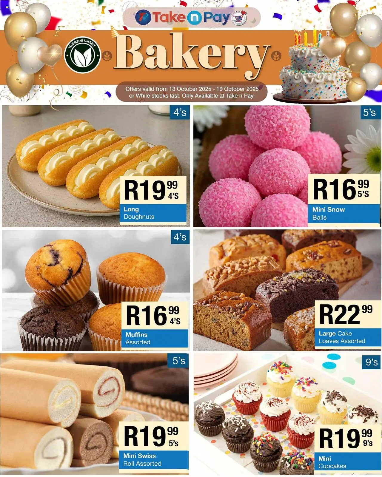 New Take n Pay catalogue – valid from 13.10.2025 | Page: 12 | Products: Cake, Muffins, Bakery