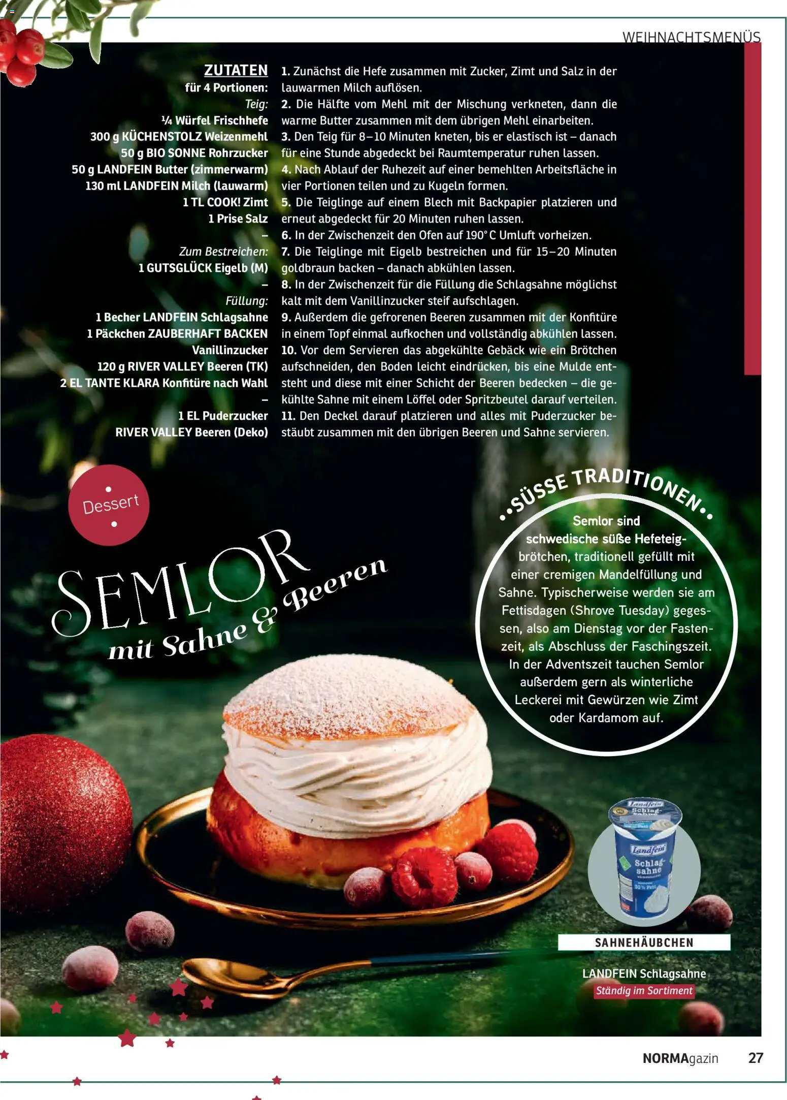 Norma NORMAgazin November/Dezember 2025 – gültig ab 01.11.2025 | Seite: 27 | Produkte: Mehl, Milch, Weizenmehl, Sahne