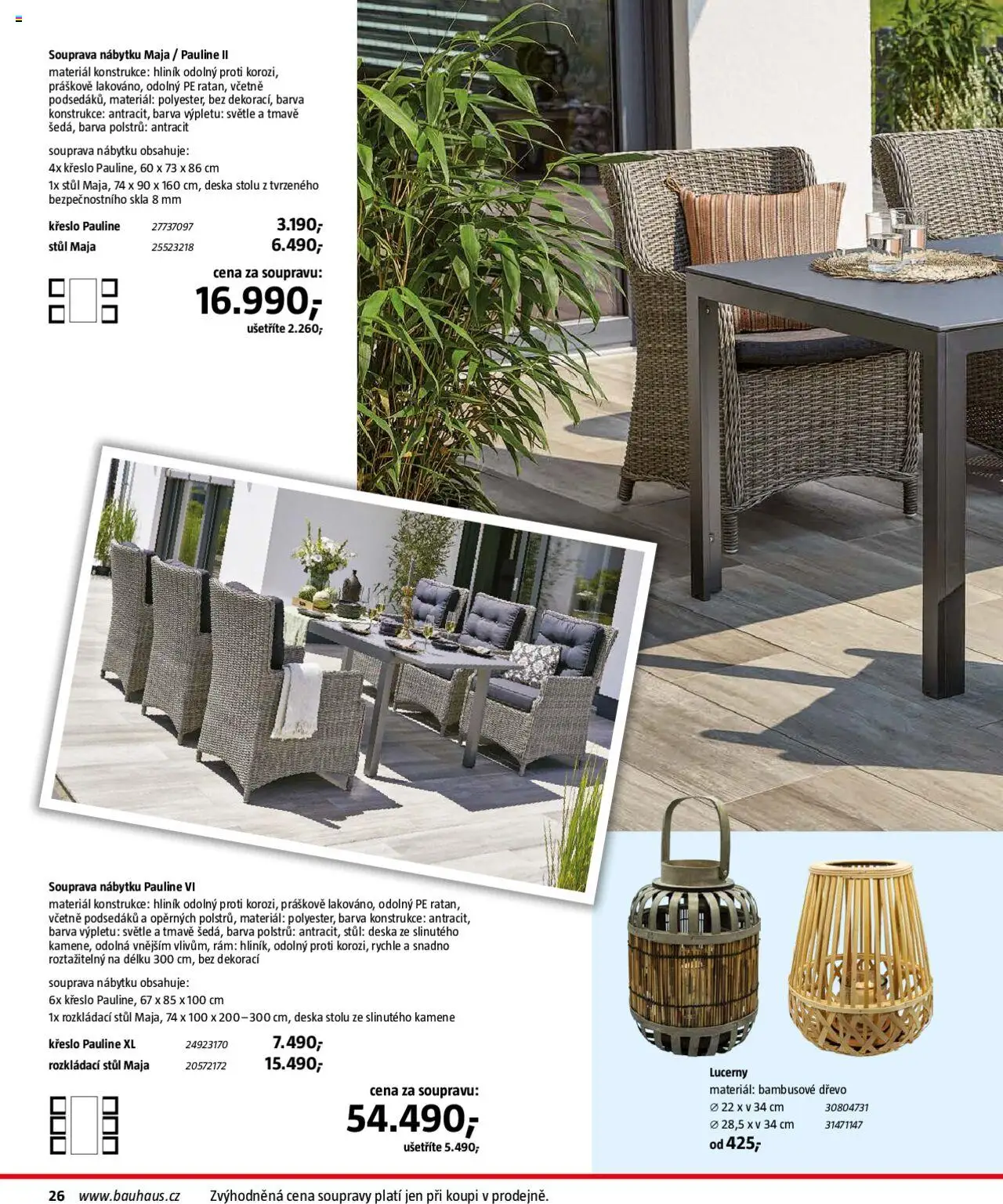 Bauhaus katalog Zahradní nábytek od 01.04.2025 | Strana: 26 | Produkty: Křeslo, Stůl, Lucerny
