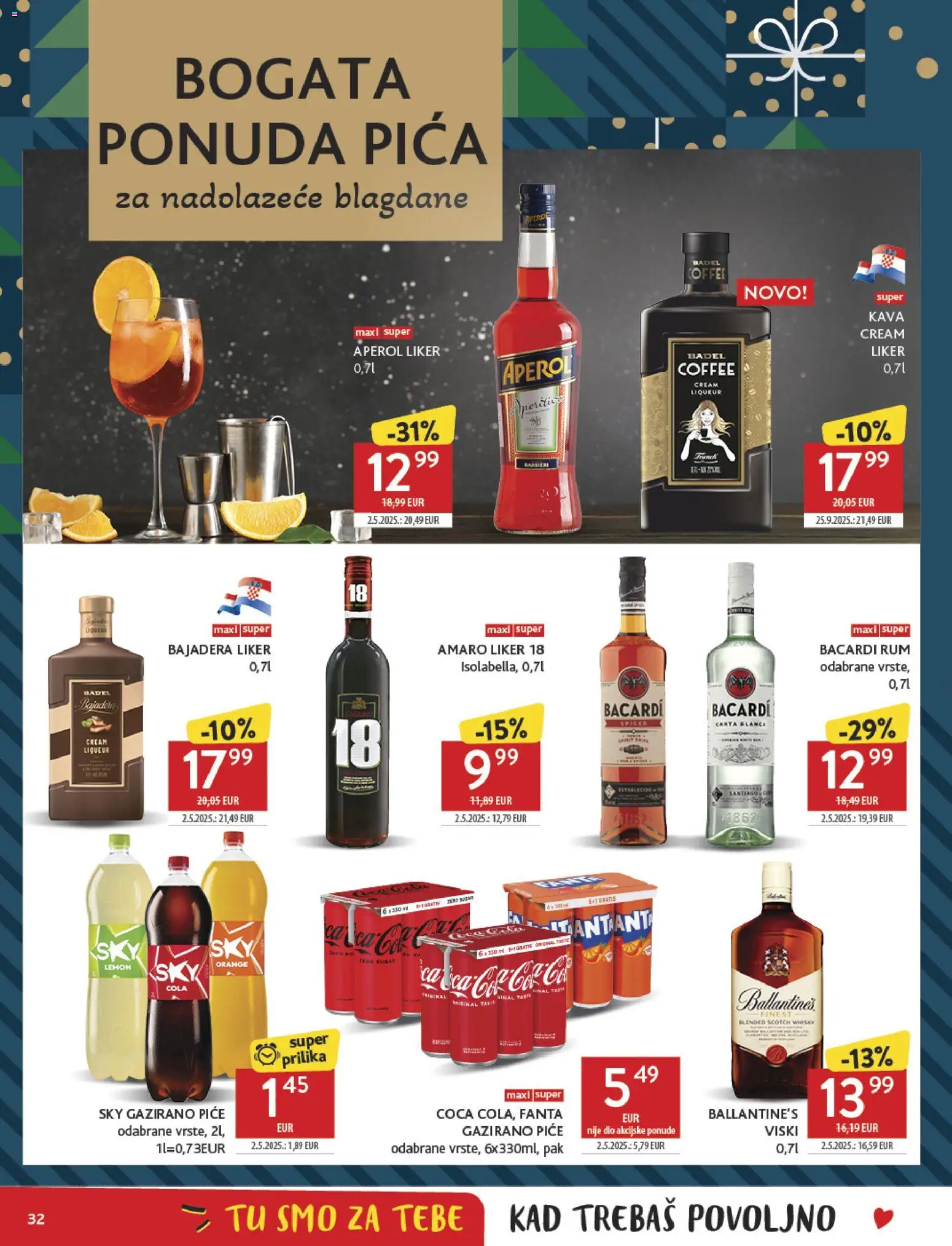 Konzum HR akciós ujság - amely érvényes a következő dátumtól: 26.11.2025 | Oldal: 32 | Termékek: Aperol, Fanta, Cola, Dió