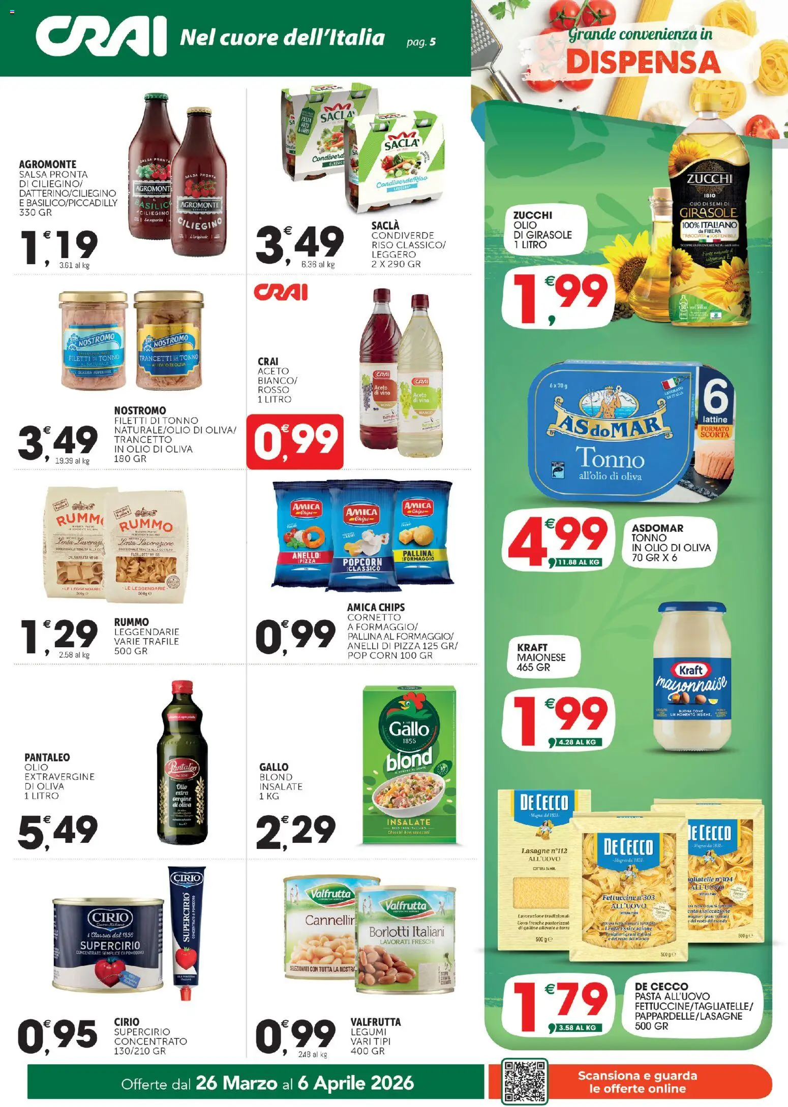 Volantino CRAI del 26.03.2026 | Pagina: 5 | Prodotti: Pizza, Riso, Olio, Olio di Oliva