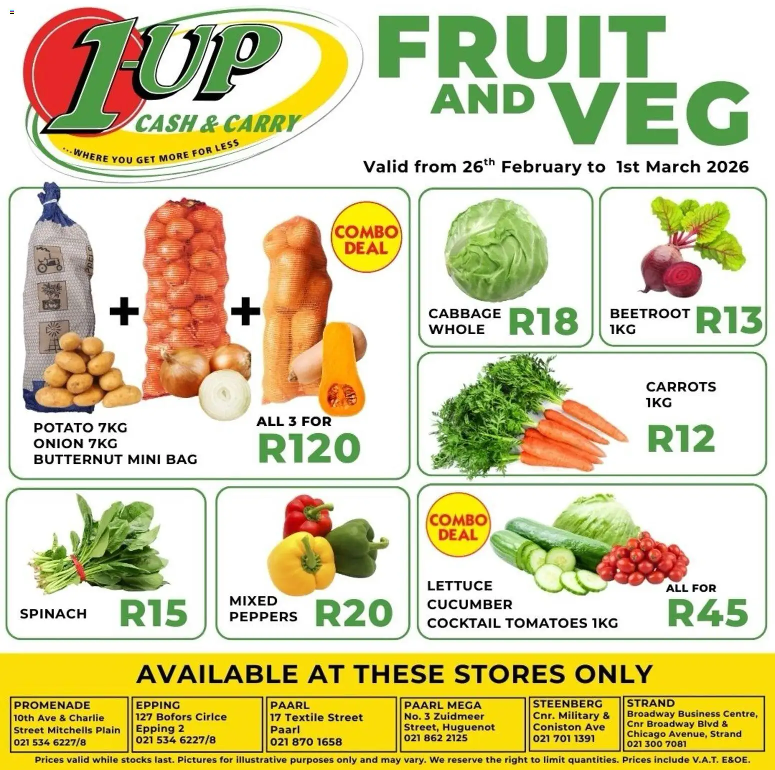 New 1UP Cash & Carry catalogue – valid from 26.02.2026 | Page: 2 | Products: Bag, Tomatoes, Fruit, Lettuce