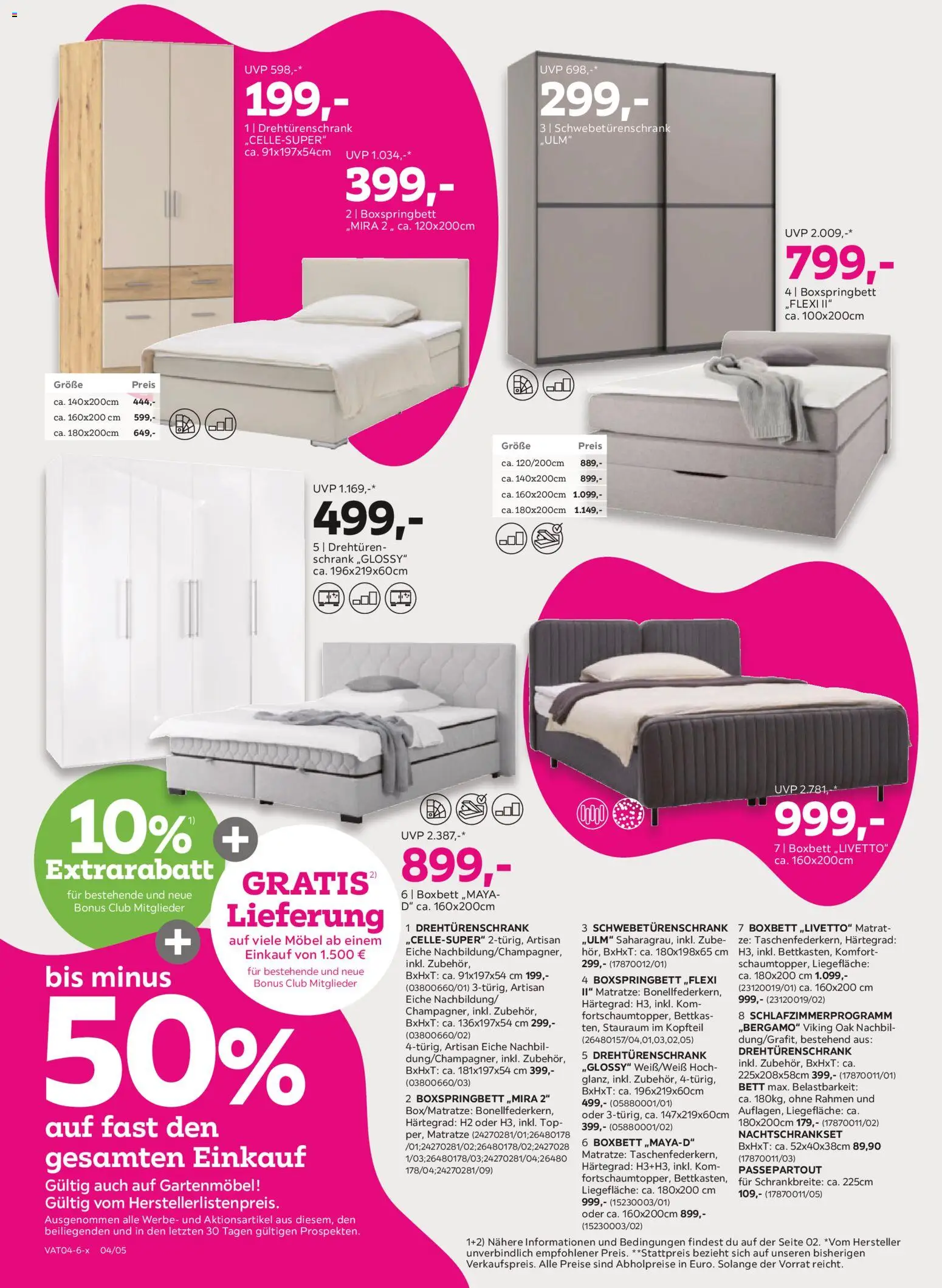 Mömax Prospekt aktuell gültig ab 14.04.2026 | Seite: 4 | Produkte: Bett, Matratze, Schrank, Gartenmöbel