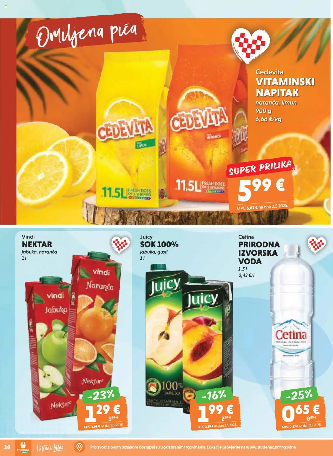 Studenac katalog | vrijedi od 10.09.2025 | Stranica: 38 | Proizvodi: Sok, Voda, Cedevita, Jabuka