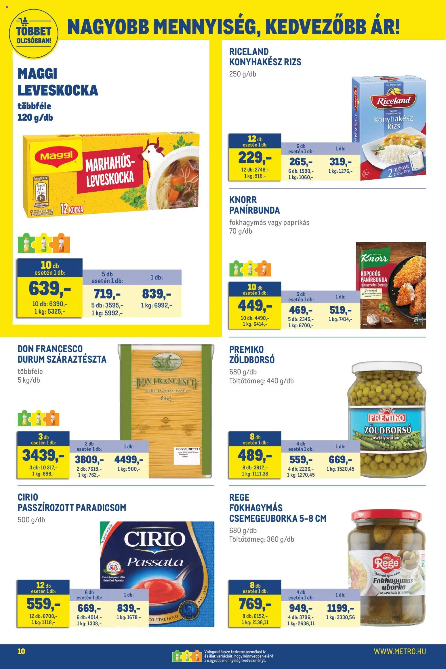 Metro akciós ujság - amely érvényes a következő dátumtól: 02.05.2026 | Oldal: 10 | Termékek: Leveskocka, Maggi, Paradicsom, Száraztészta