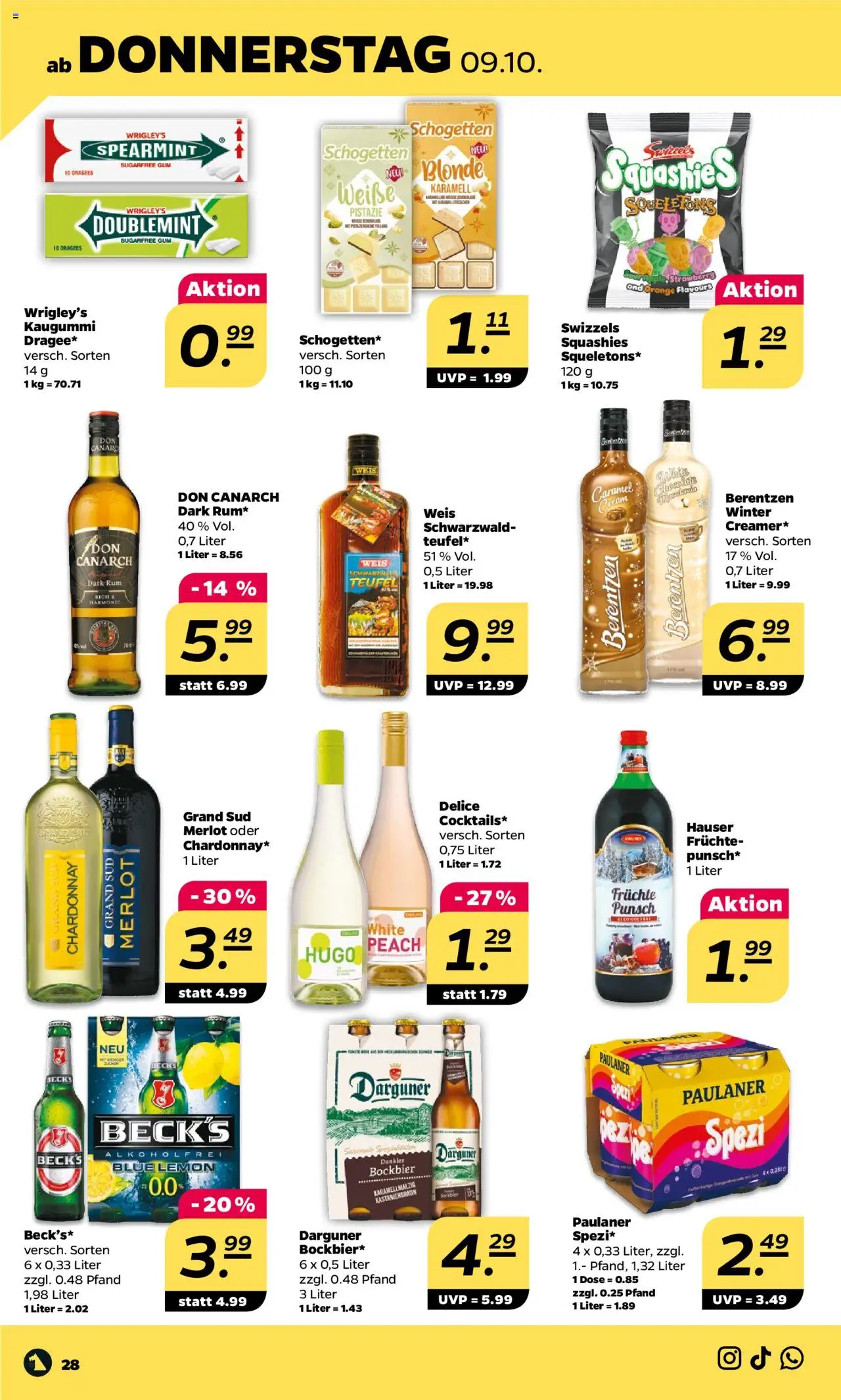 Netto Prospekt 	 – gültig ab 06.10.2025 | Seite: 28 | Produkte: Rum, Merlot, Grand sud, Paulaner