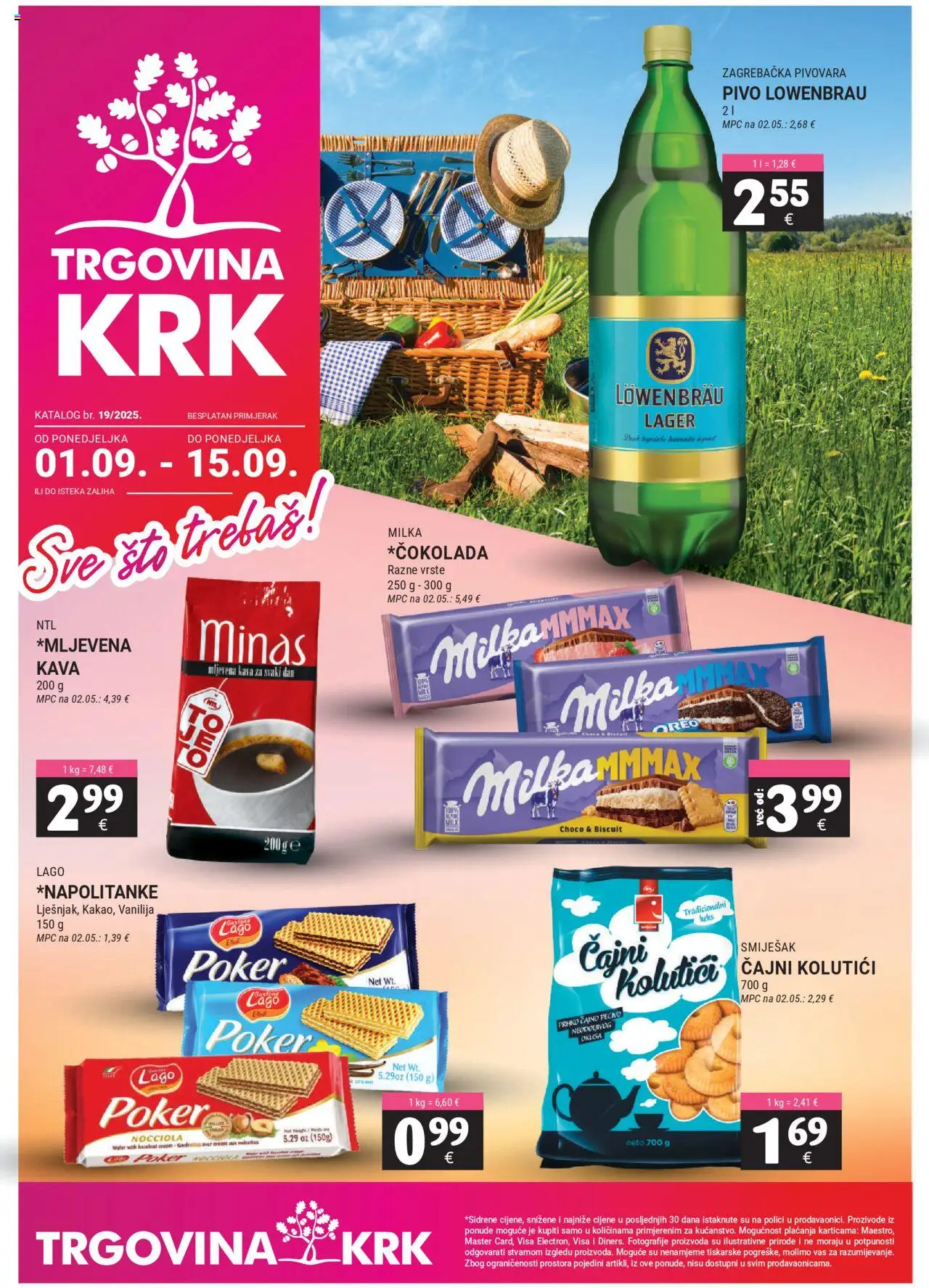Trgovina Krk katalog | vrijedi od 01.09.2025 | Stranica: 1 | Proizvodi: Mljevena kava, Kava, Pivo, Milka
