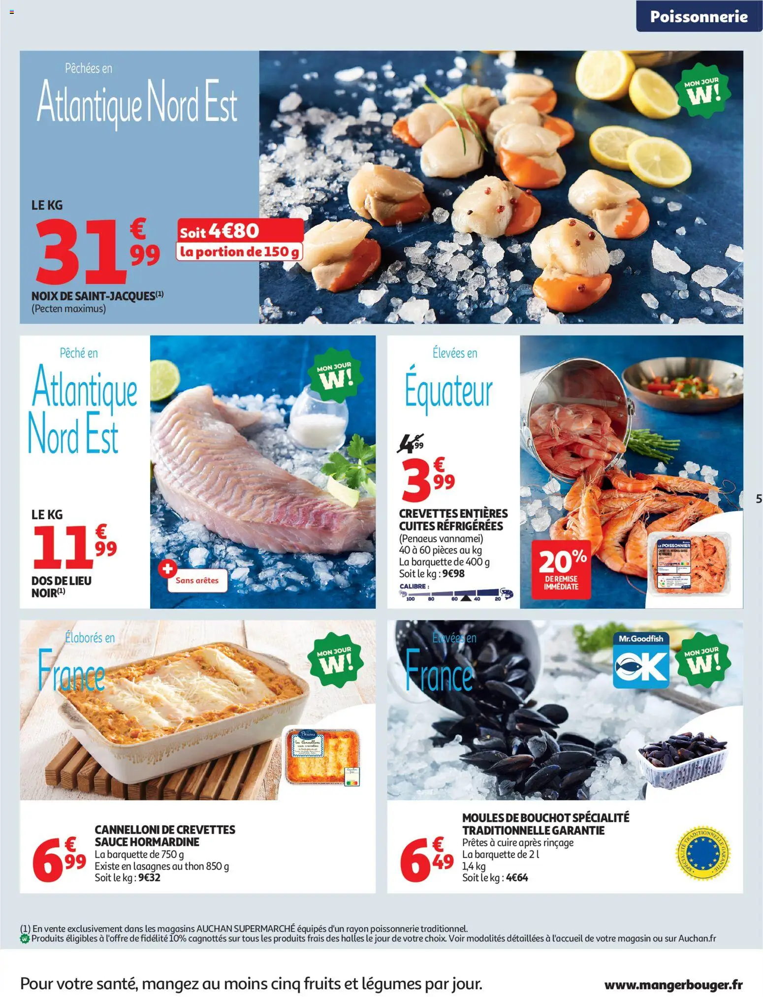 {H1} | Page: 5 | Produits: Poissonnerie, Crevettes, Lasagnes, Moules de bouchot