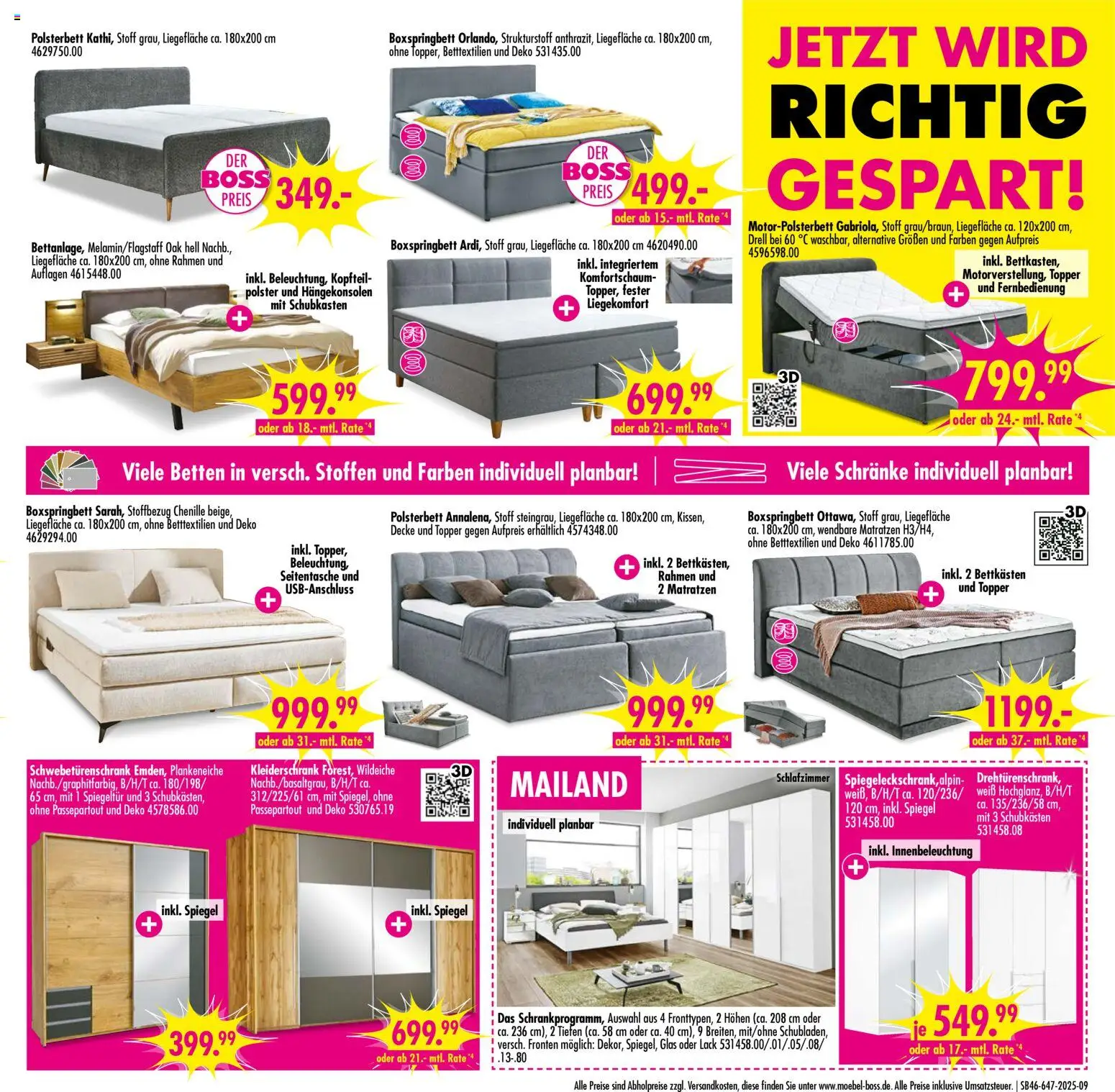 SB Möbel Boss Prospekt Neubrandenburg – gültig ab 08.11.2025 | Seite: 9 | Produkte: Decke, Kleiderschrank, Boxspringbett, Spiegel