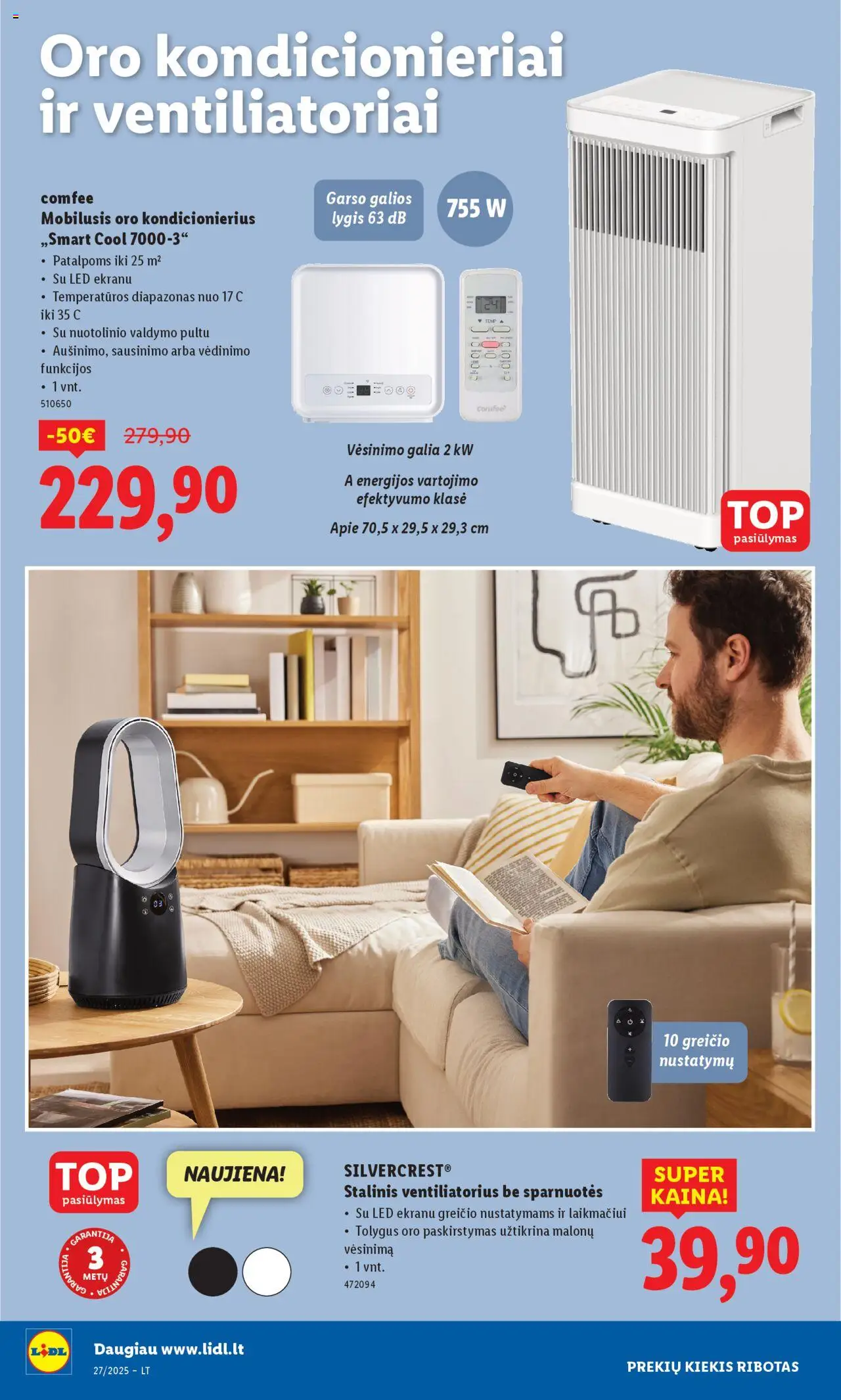 LIDL leidinys - Ne maisto prekių pasiūlymai│galioja nuo 30.06.2025 | Puslapis: 12 | Prekių: Ventiliatorius, Kondicionierius, Oro kondicionierius
