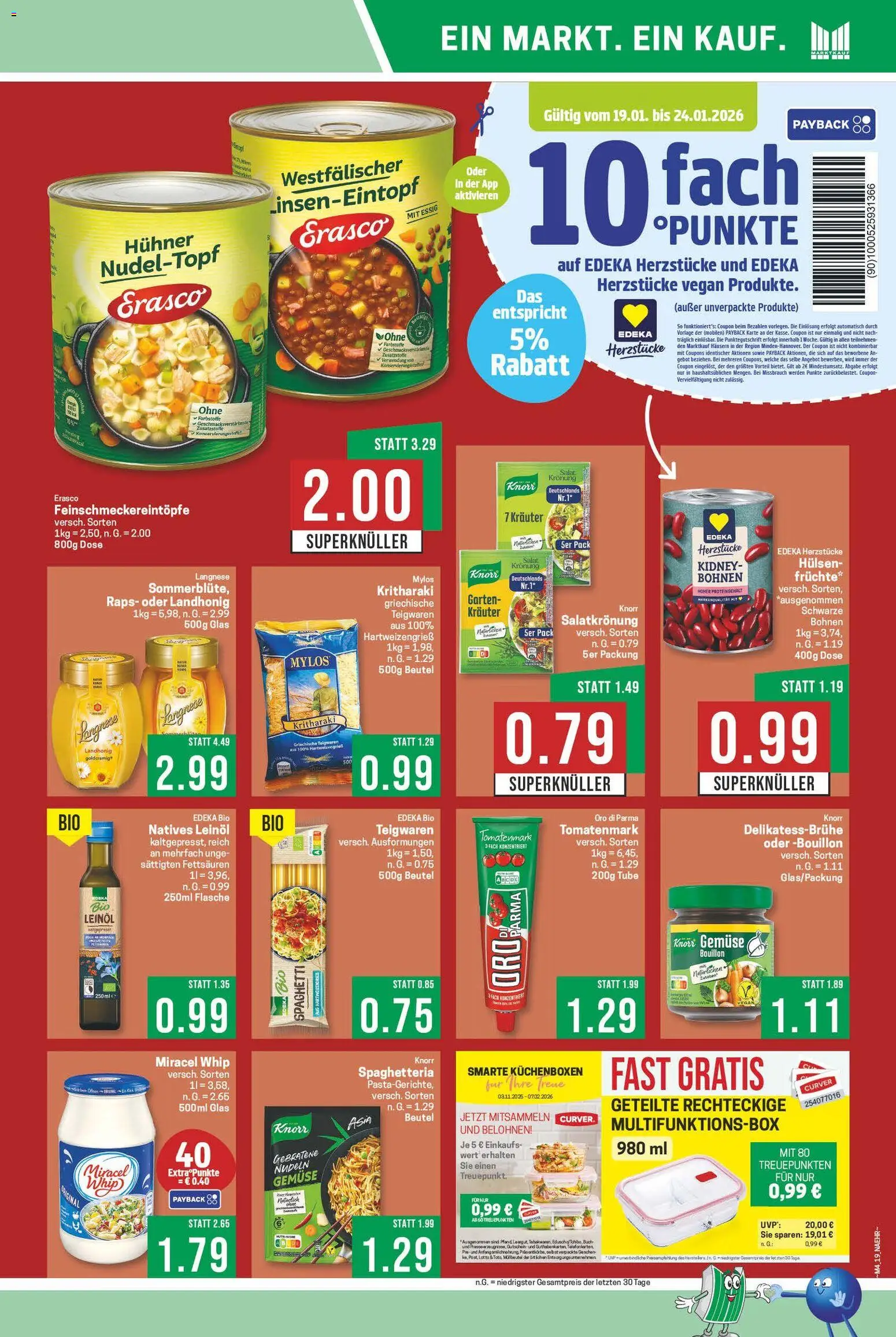 Marktkauf Prospekt 	 – gültig ab 19.01.2026 | Seite: 19 | Produkte: Langnese, Leinöl, Knorr, Gemüse