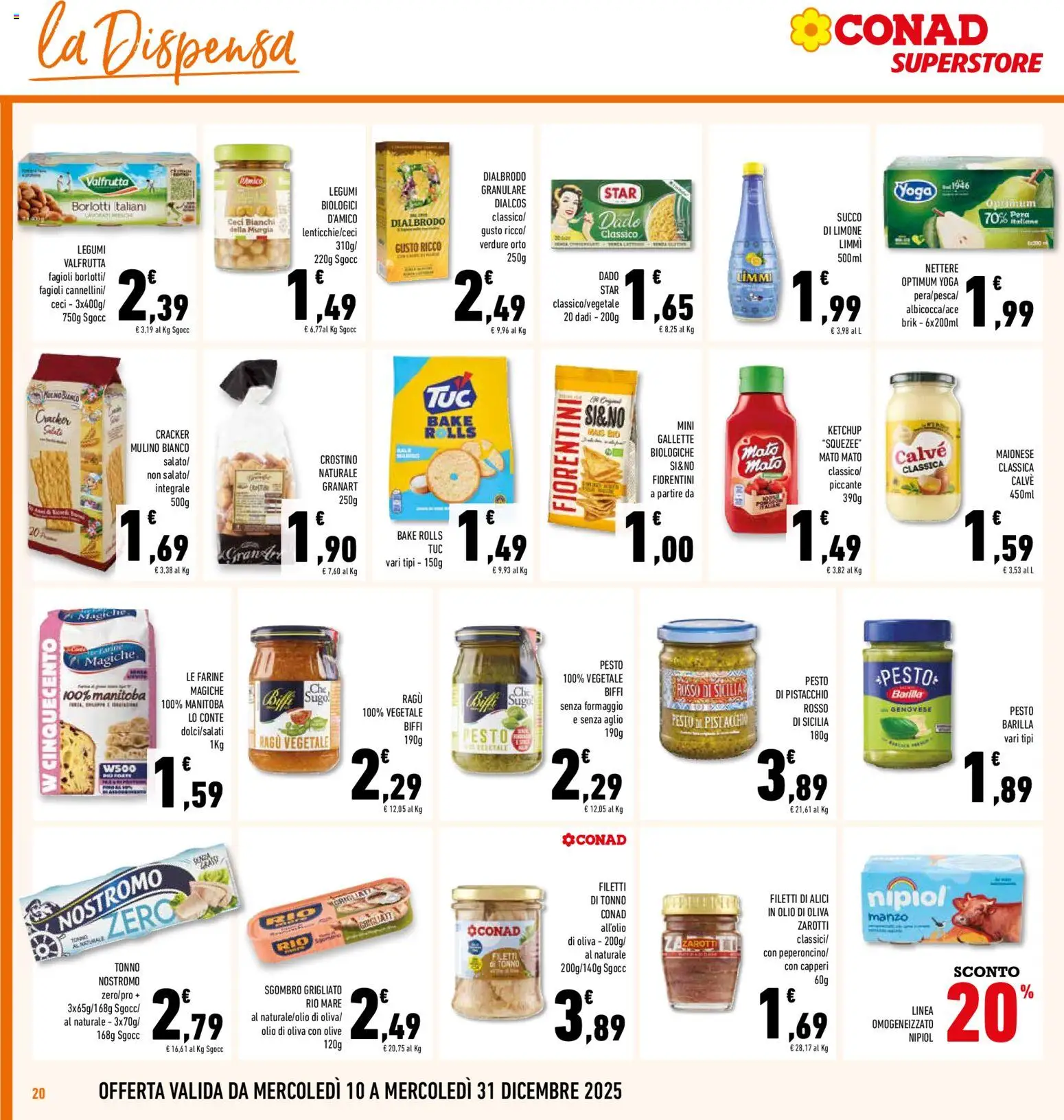 Volantino Conad del 10.12.2025 | Pagina: 20 | Prodotti: Legumi, Crackers, Sgombro, Alici