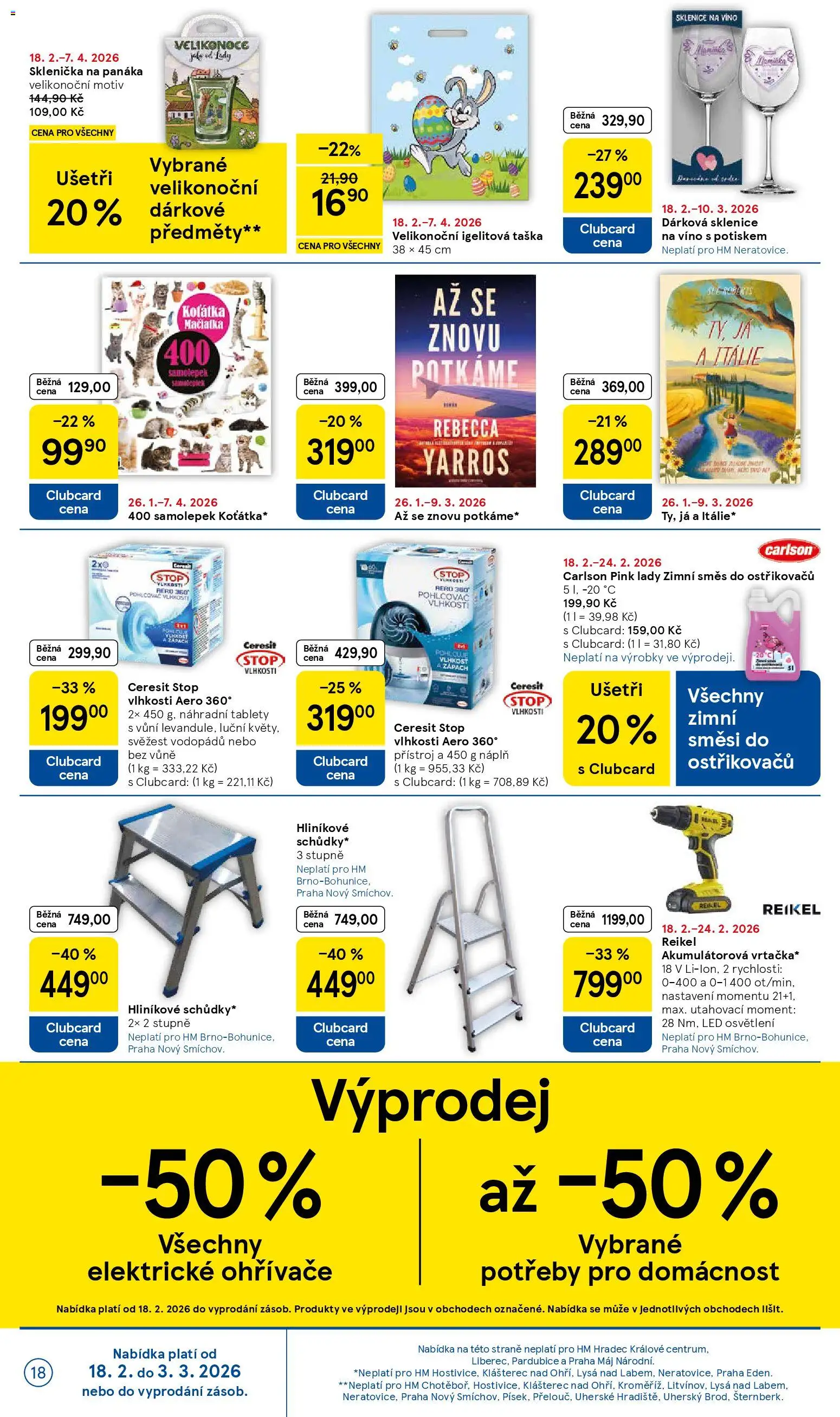 Tesco leták - Hypermarket od 18.02.2026 | Strana: 18 | Produkty: Sklenička, Pero, Směs do ostřikovačů, LED