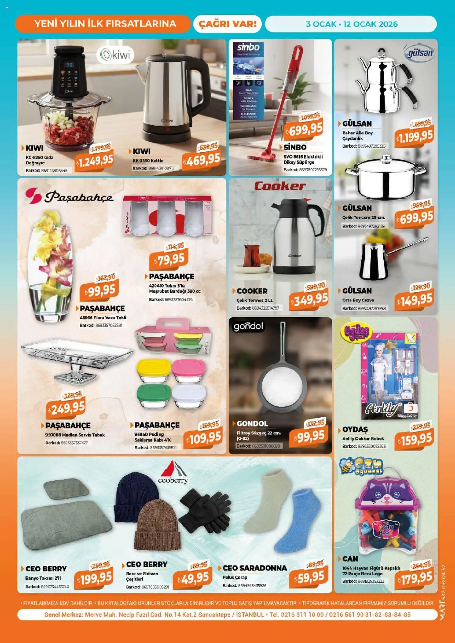 Çağrı Market Katalog - 03.01.2026 tarihinden itibaren geçerlidir | Sayfa: 16 | Ürünler: Vazo, Çorap, Termos, Ocak