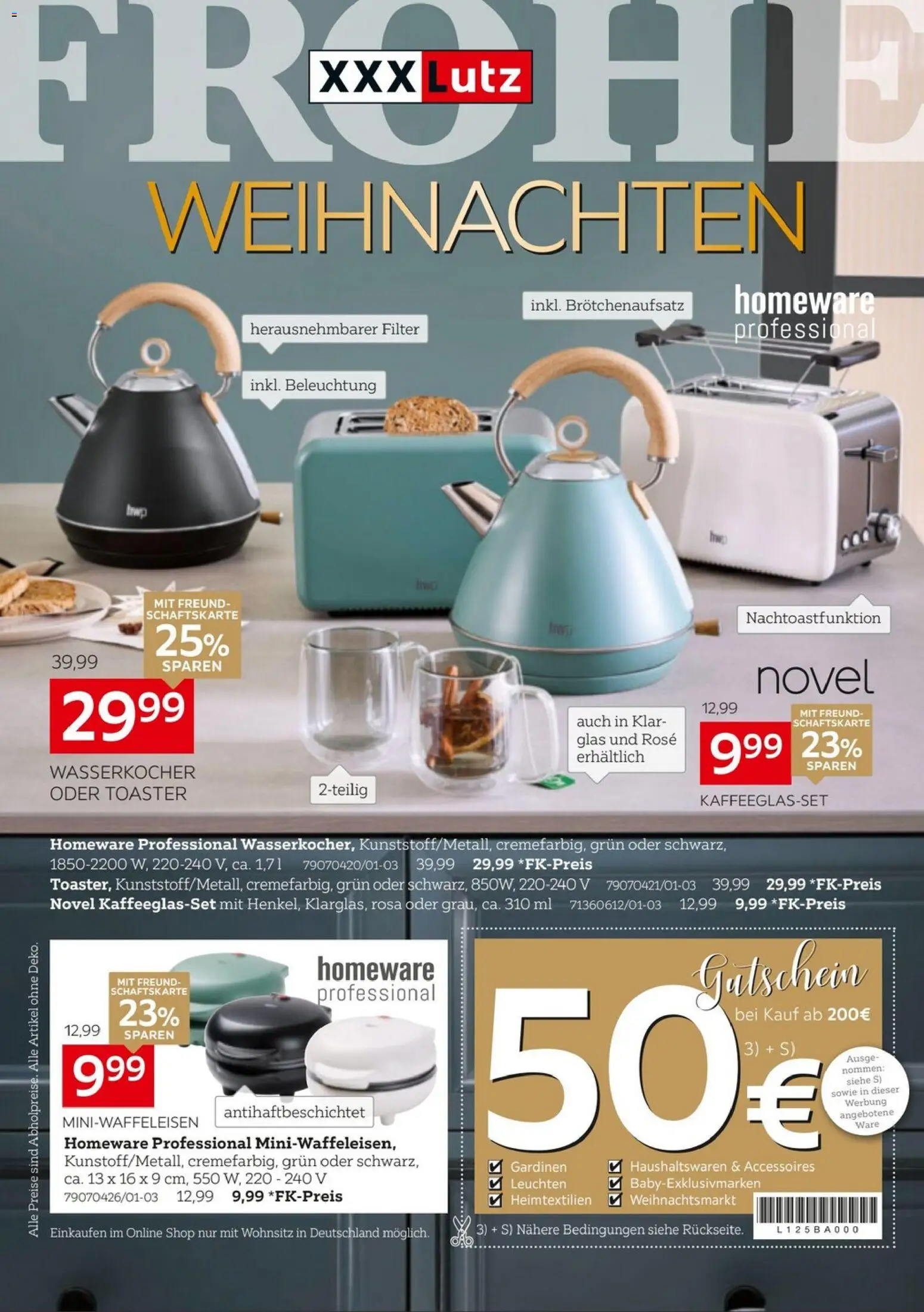 XXXL Lutz Frohe Weihnachten – gültig ab 30.11.2025 | Seite: 1 | Produkte: Wasserkocher, Toaster